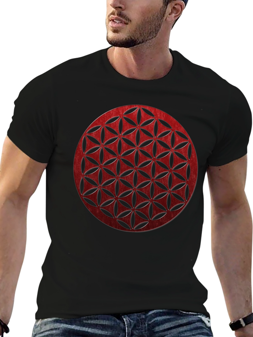Geometric Circle Graphic Tee - Modern Black T-Shirt