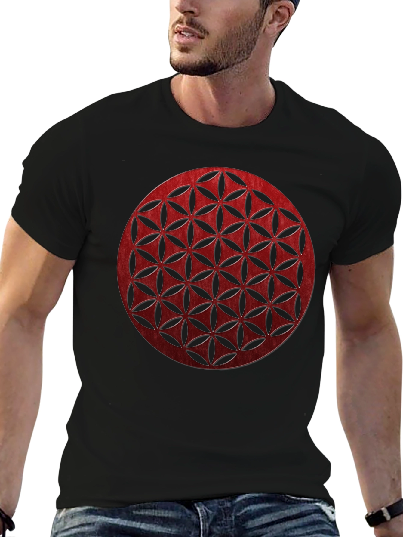 Geometric Circle Graphic Tee - Modern Black T-Shirt