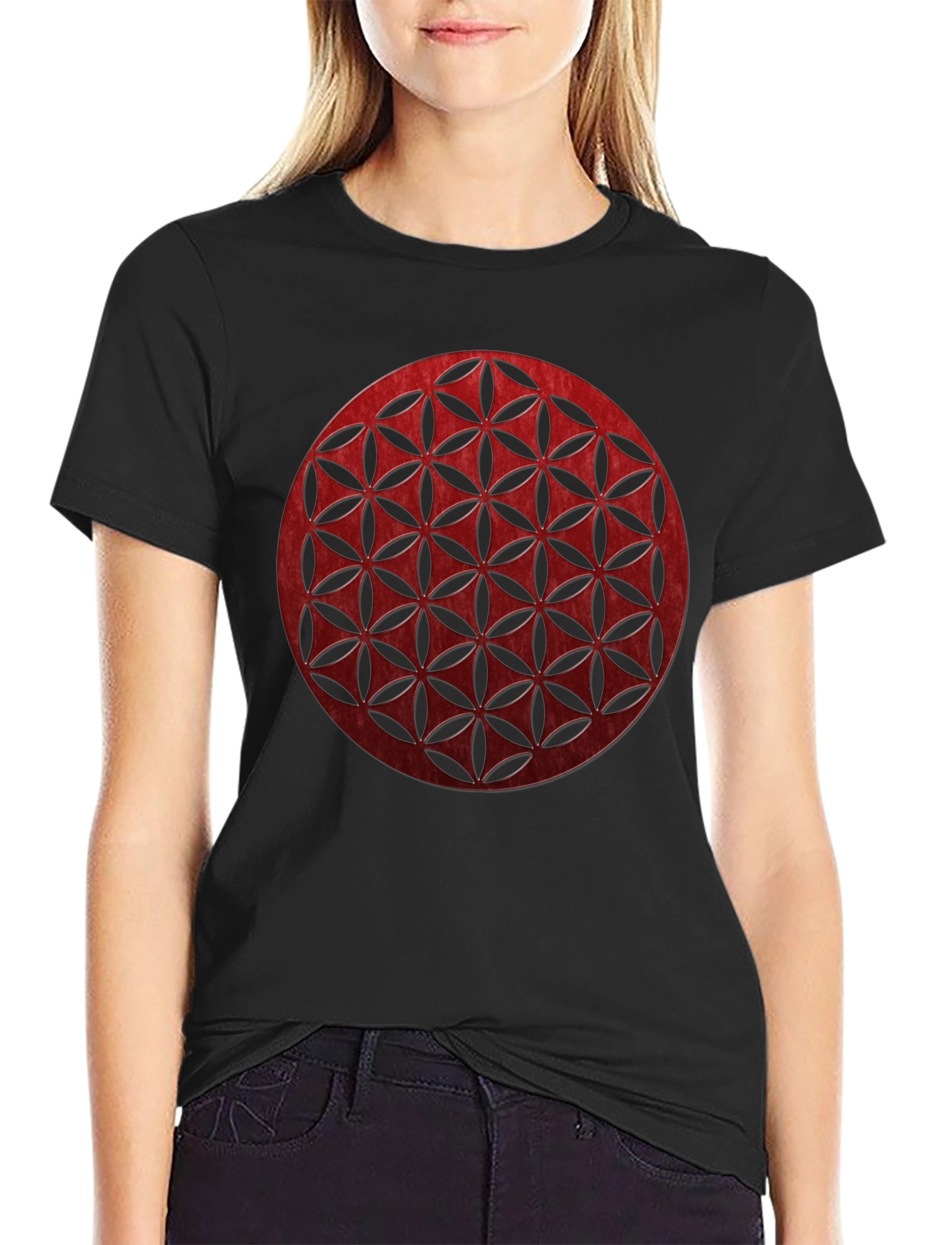 Geometric Circle Graphic Tee - Modern Black T-Shirt