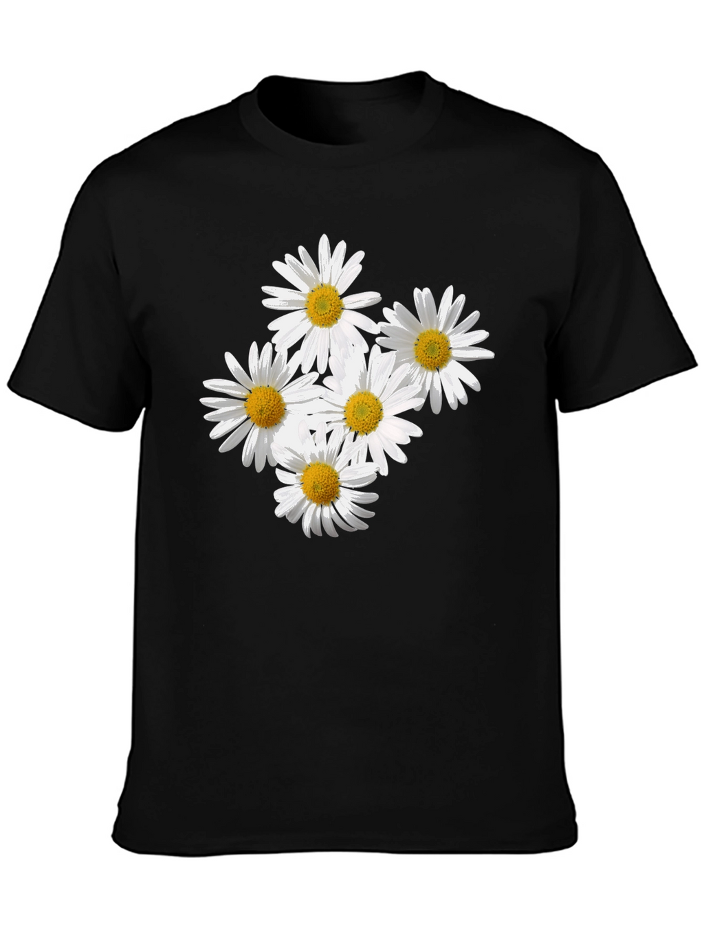 Daisy Flower Graphic Black T-Shirt