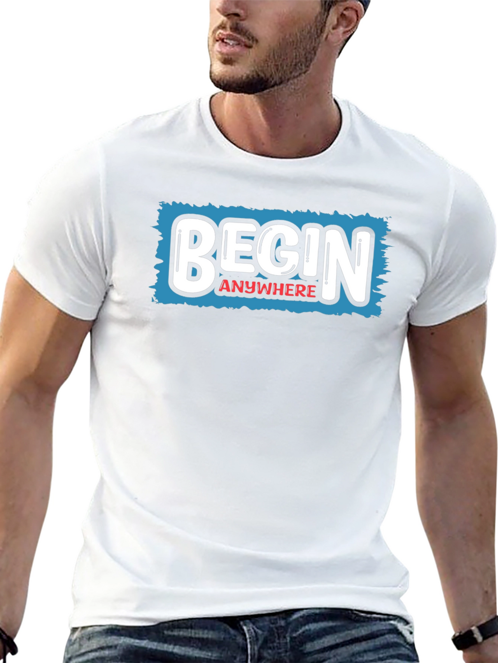 Begin Anywhere Graphic Tee - Motivational Black T-Shirt