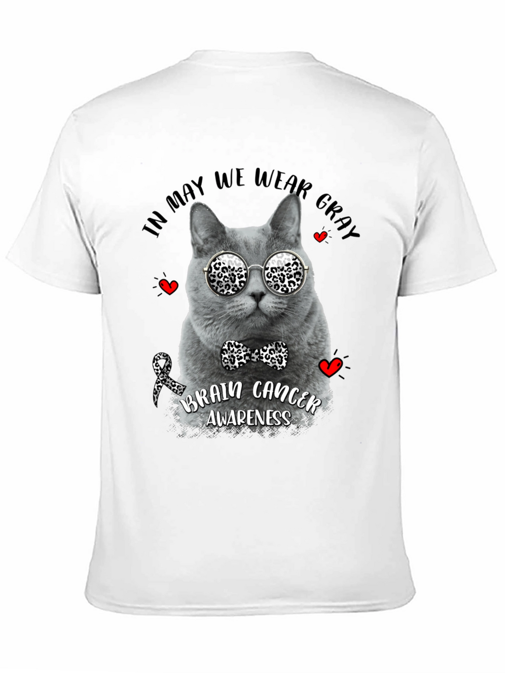 Gray Cat Brain Cancer Awareness T-Shirt