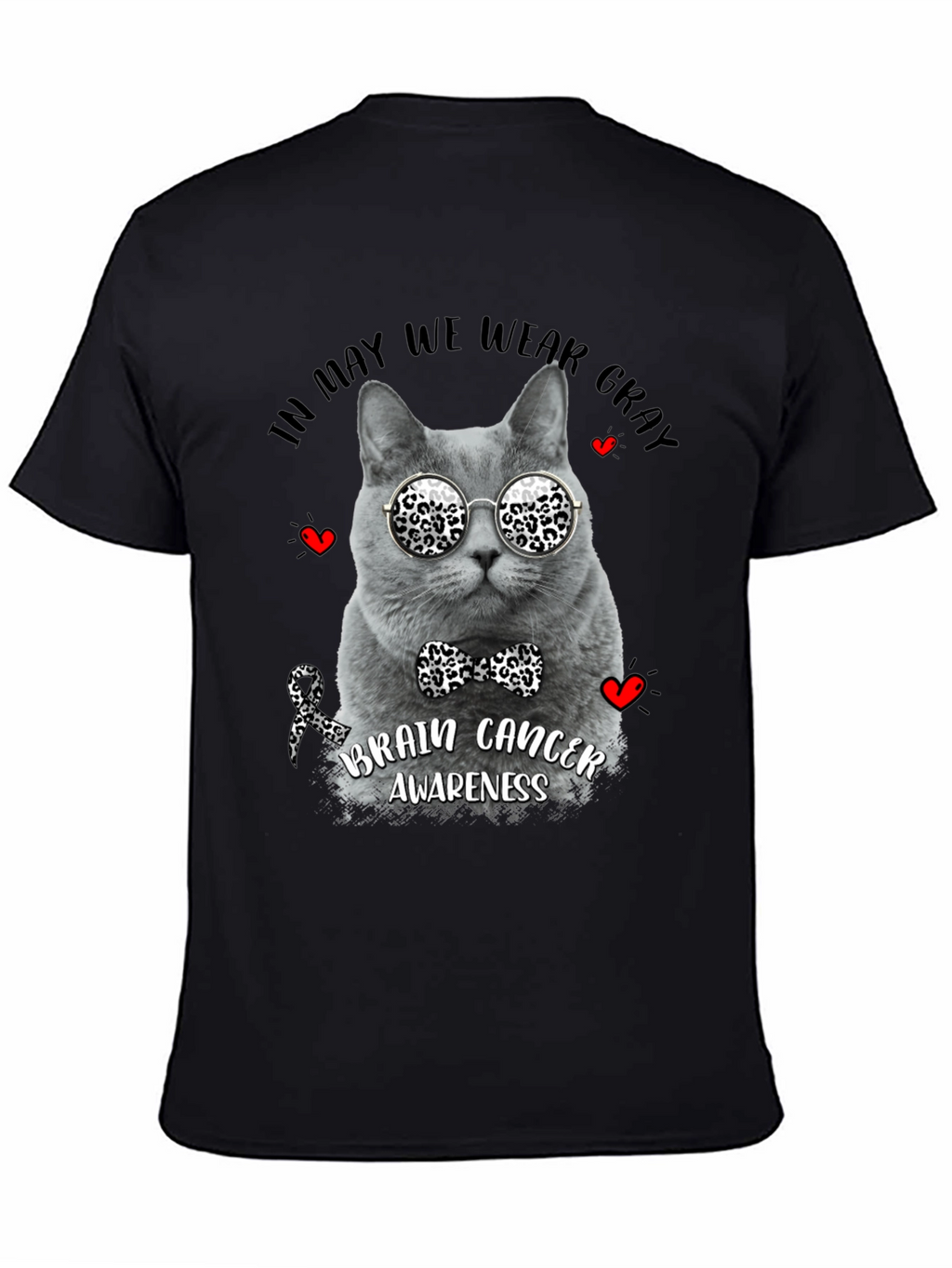 Gray Cat Brain Cancer Awareness T-Shirt