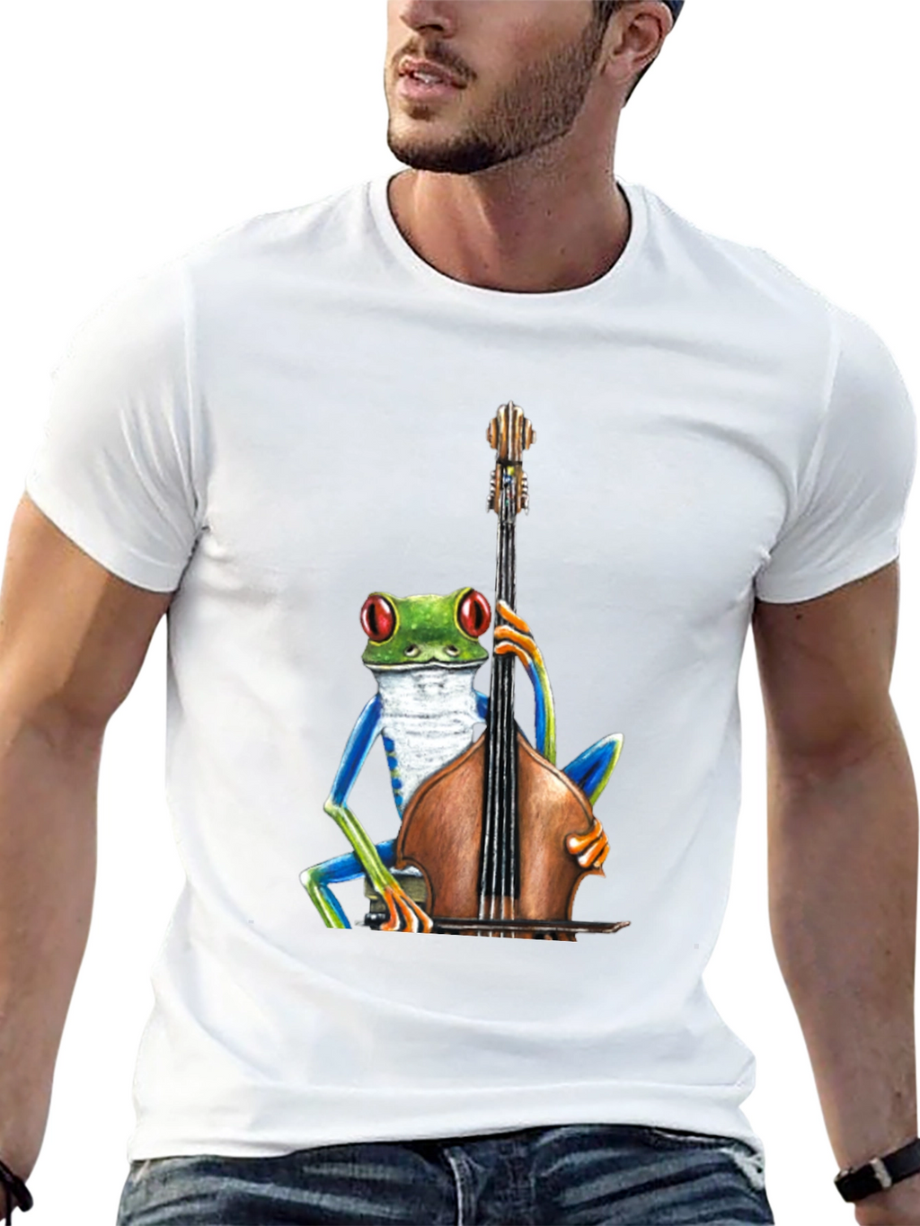 Frog Playing Bass T-Shirt - Cool Musician Tee
