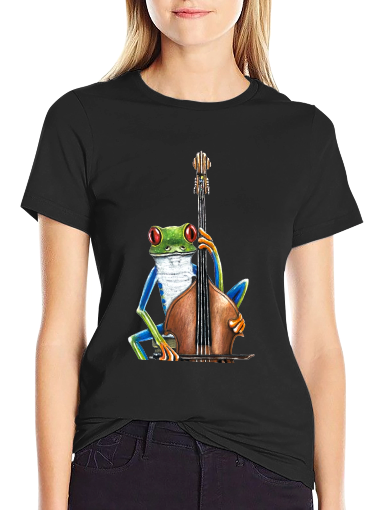 Frog Playing Bass T-Shirt - Cool Musician Tee