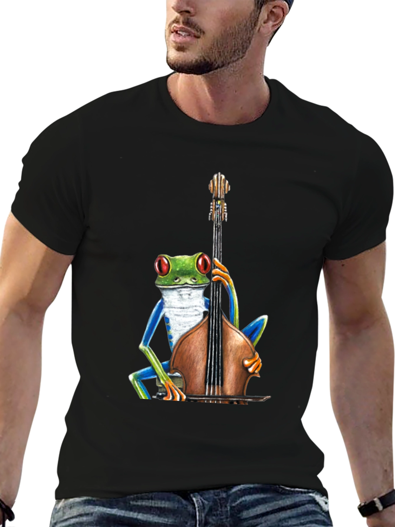 Frog Playing Bass T-Shirt - Cool Musician Tee
