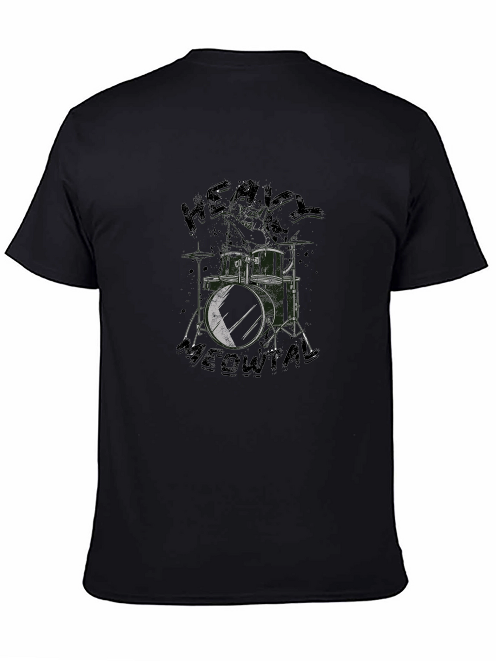 Heavy Meowtal Drum Kit Black T-Shirt
