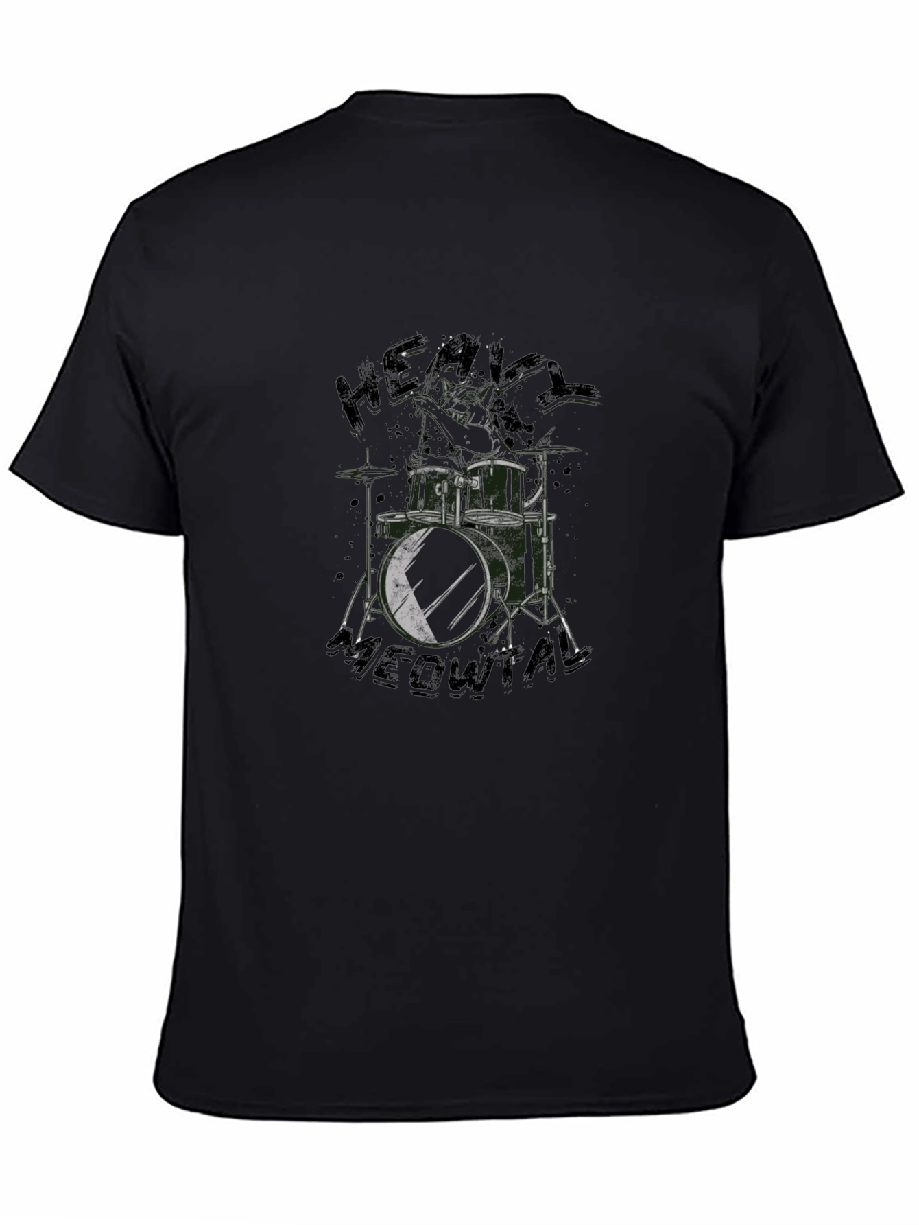 Heavy Meowtal Drum Kit Black T-Shirt