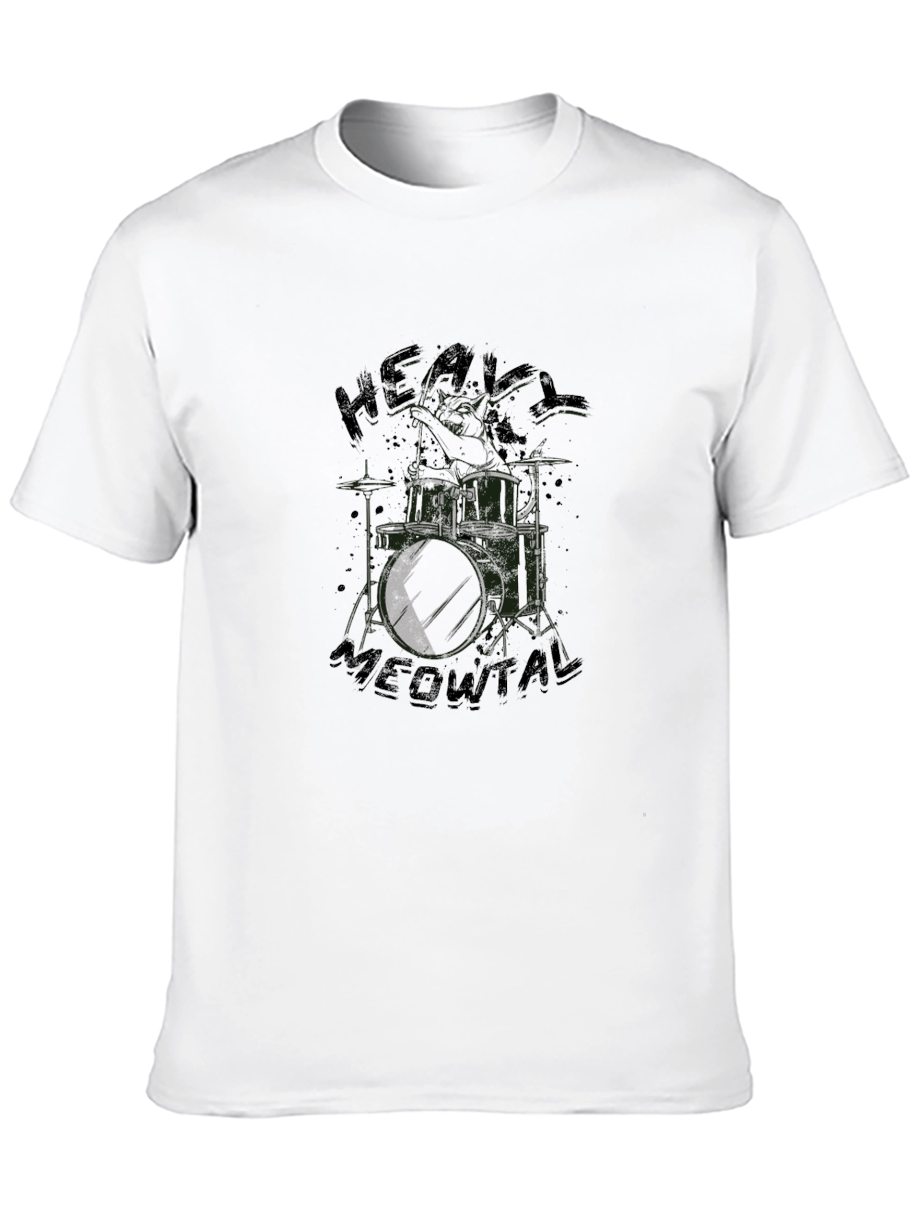 Heavy Meowtal Drum Kit Black T-Shirt