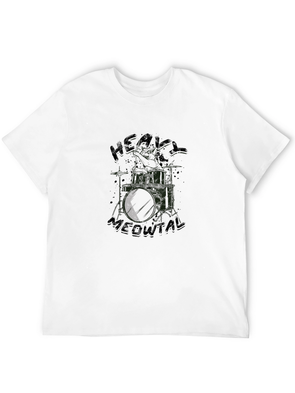 Heavy Meowtal Drum Kit Black T-Shirt