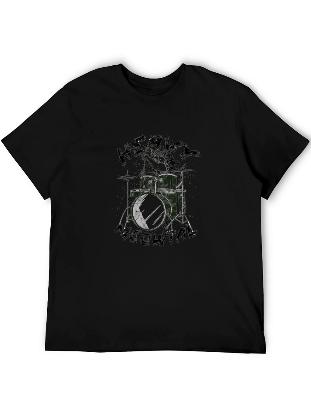Heavy Meowtal Drum Kit Black T-Shirt