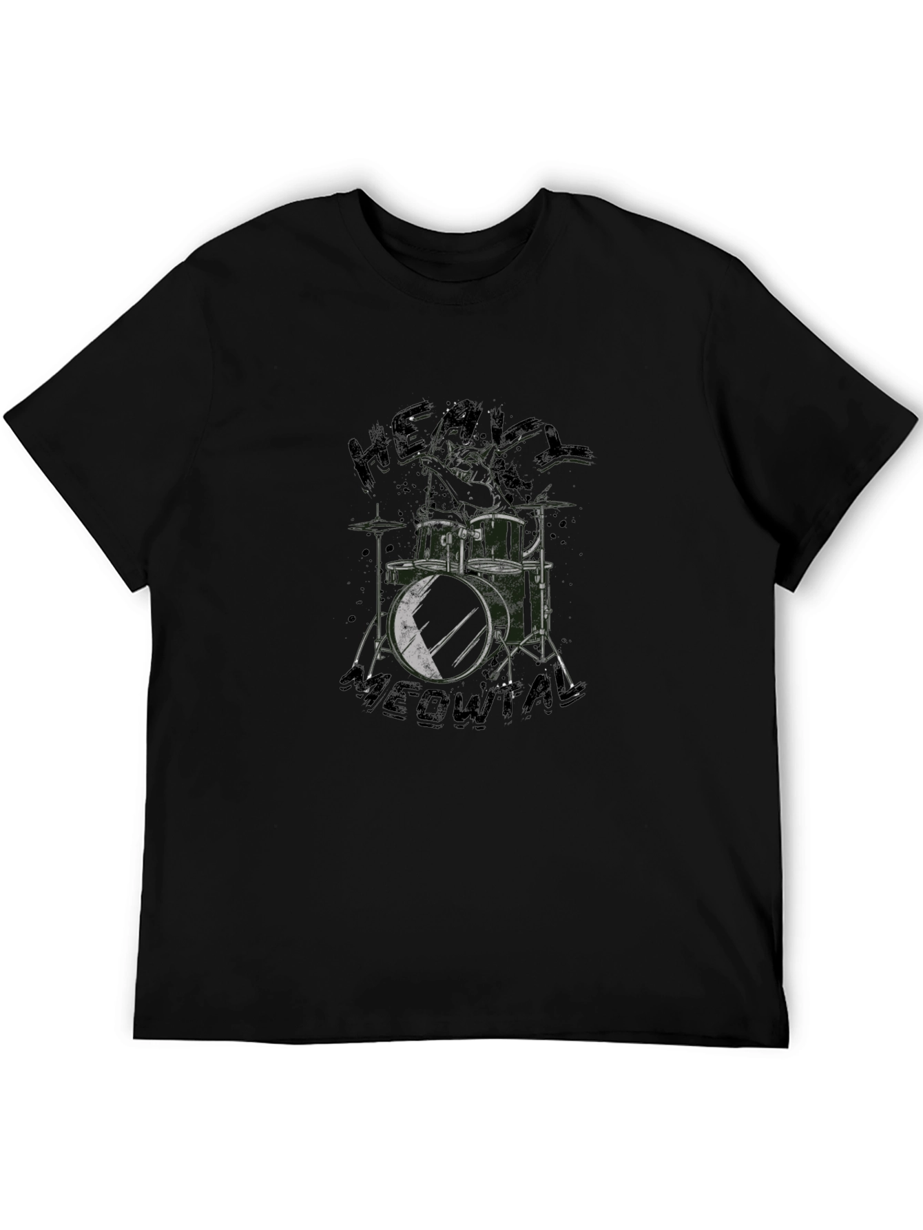 Heavy Meowtal Drum Kit Black T-Shirt