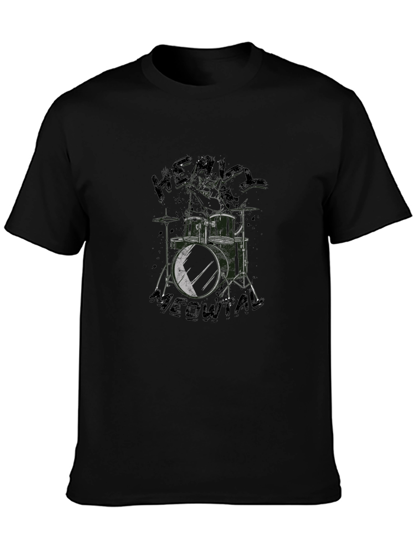 Heavy Meowtal Drum Kit Black T-Shirt