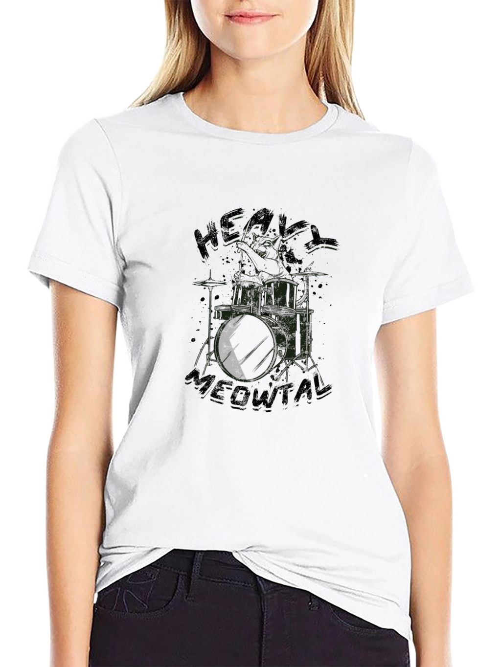 Heavy Meowtal Drum Kit Black T-Shirt