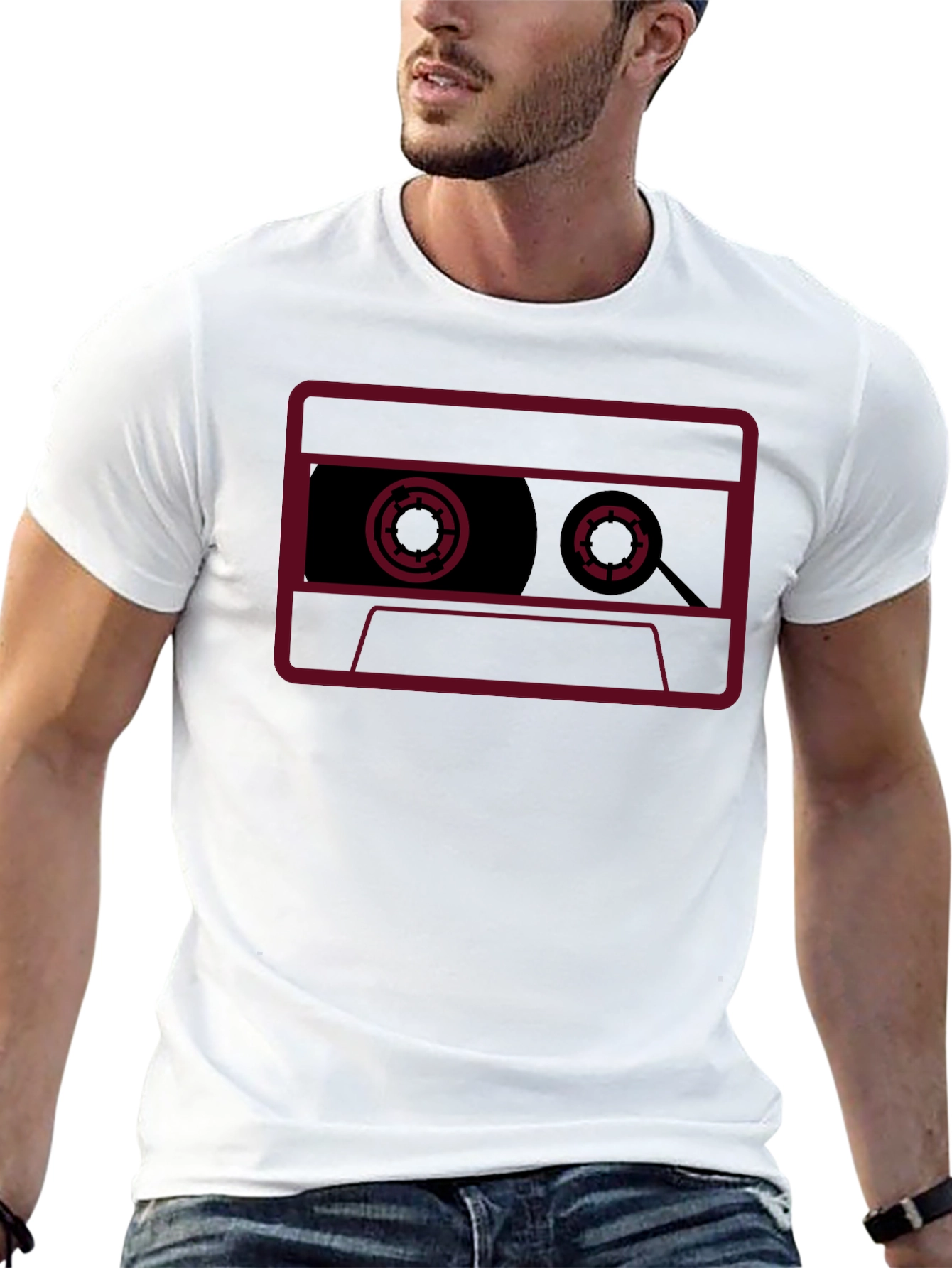 Retro Cassette Tape Graphic T-Shirt - Black