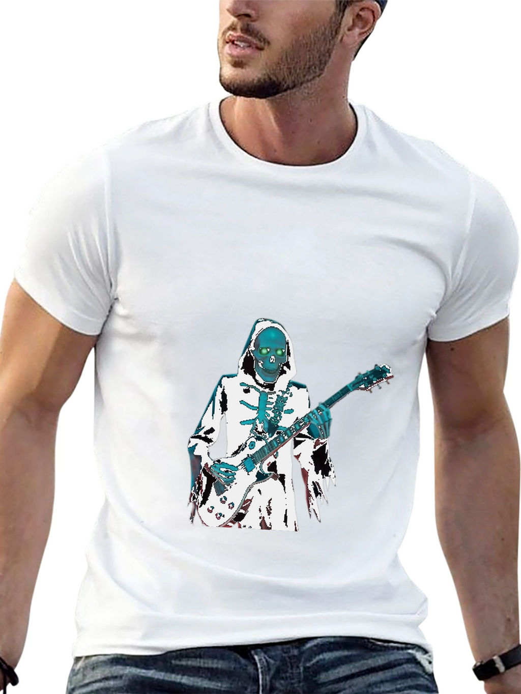 Skeleton Guitarist Graphic T-Shirt - Black