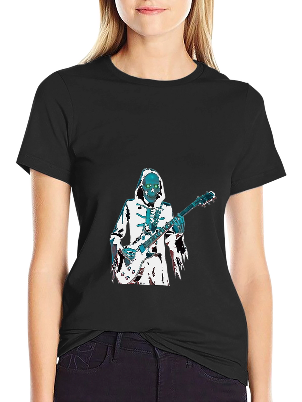 Skeleton Guitarist Graphic T-Shirt - Black