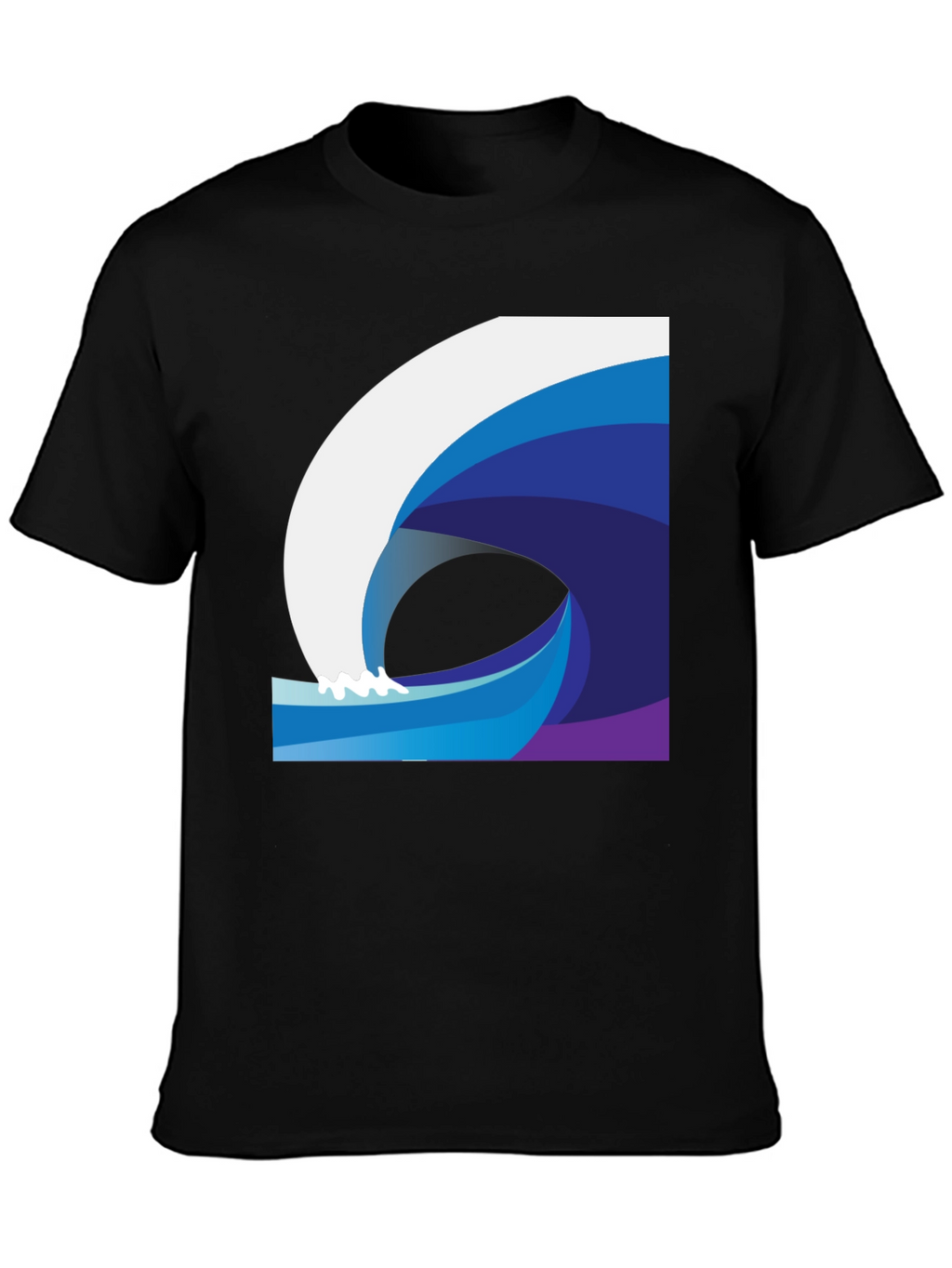 Stylish Wave Graphic Black T-Shirt