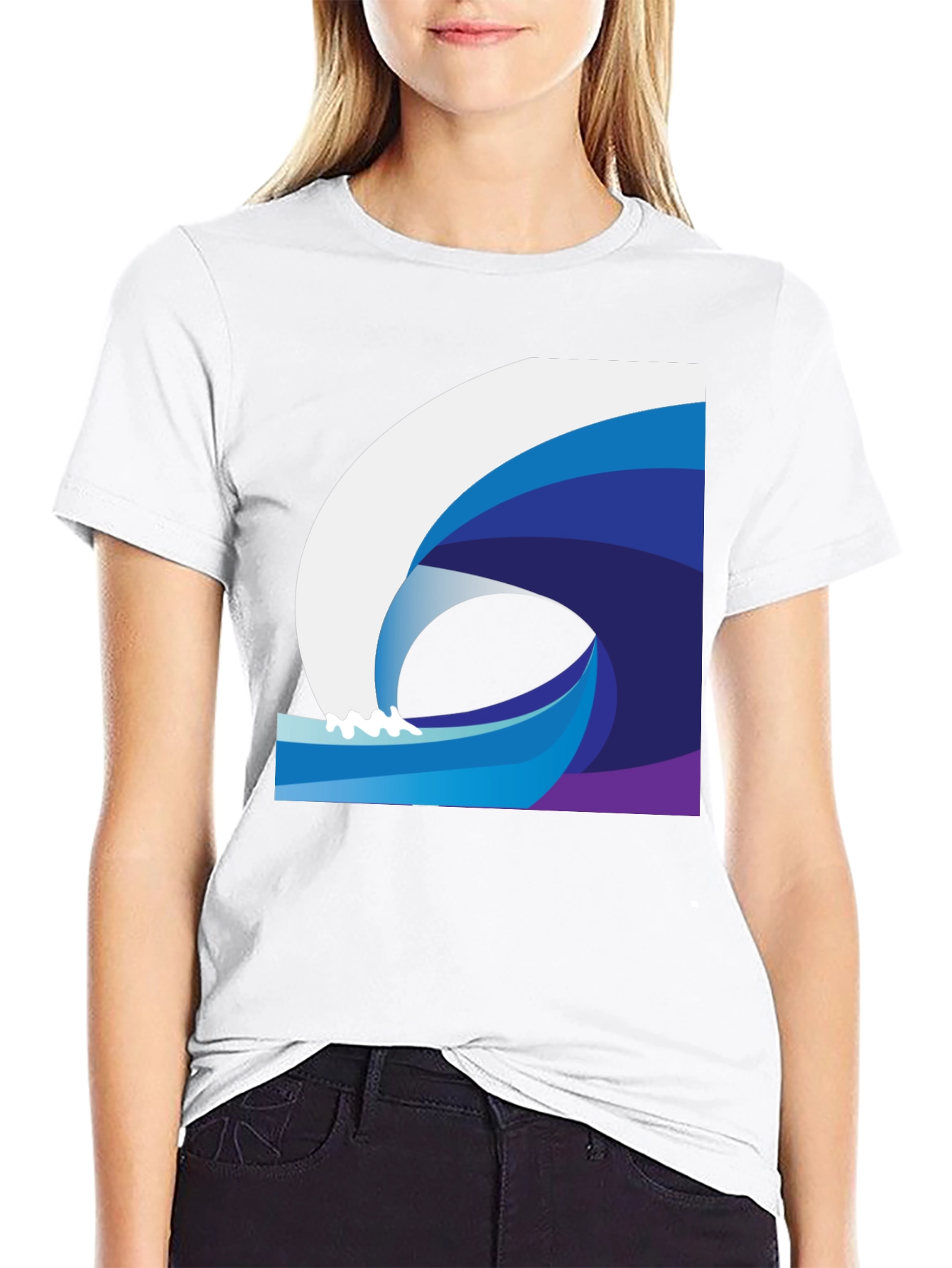 Stylish Wave Graphic Black T-Shirt
