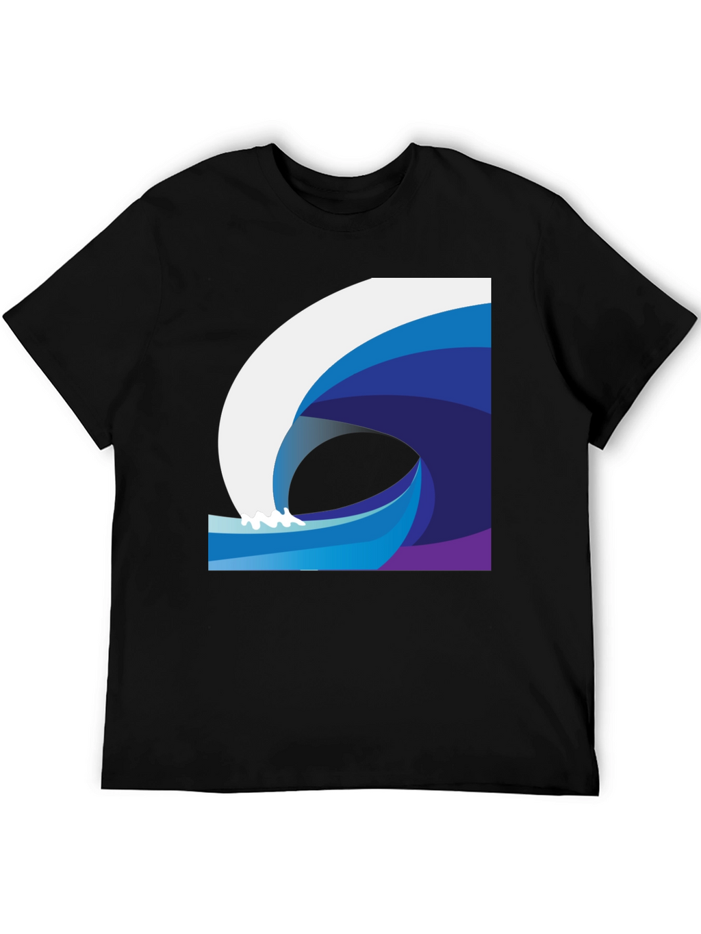 Stylish Wave Graphic Black T-Shirt