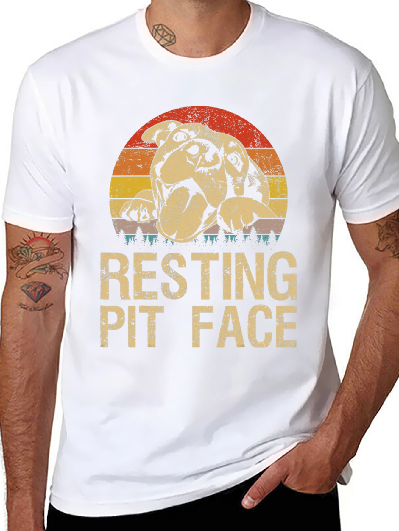 Resting Pit Face Graphic T-Shirt - Dog Lover Tee