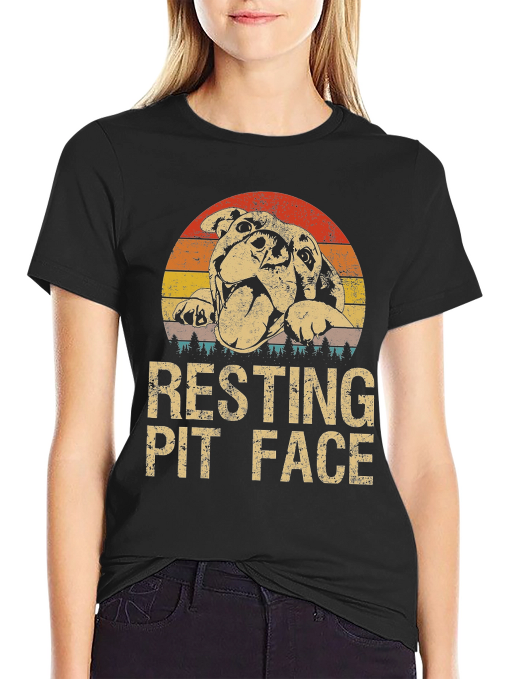 Resting Pit Face Graphic T-Shirt - Dog Lover Tee