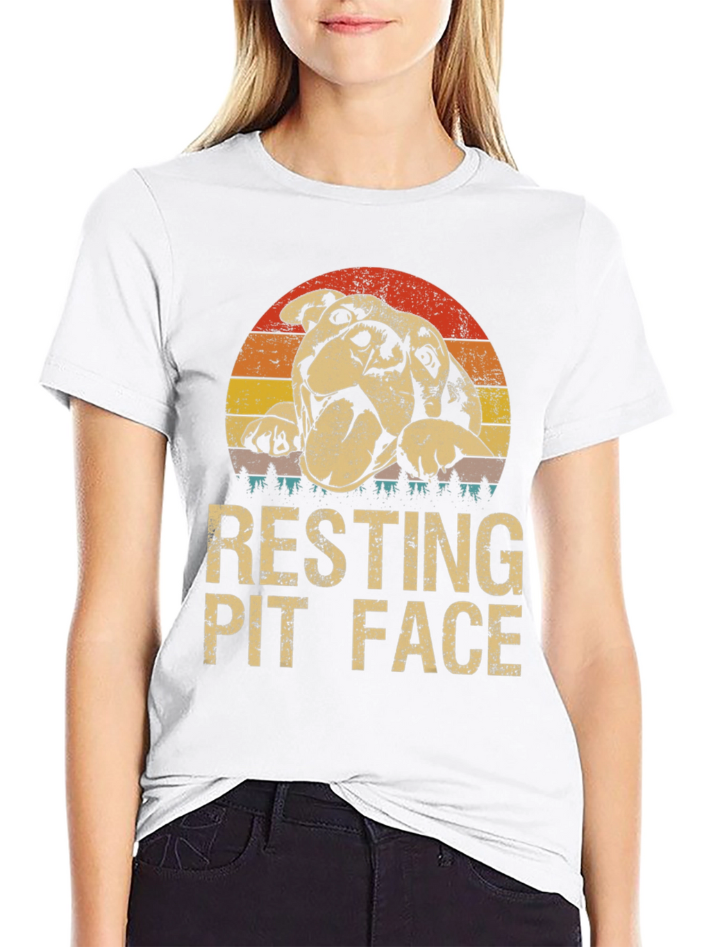 Resting Pit Face Graphic T-Shirt - Dog Lover Tee