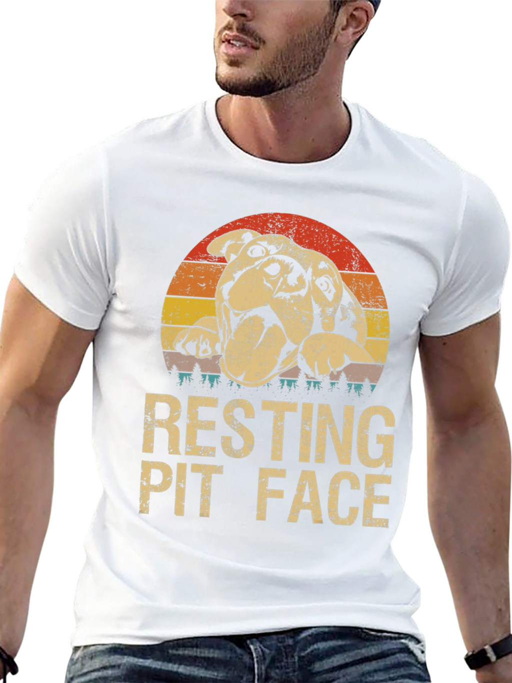Resting Pit Face Graphic T-Shirt - Dog Lover Tee