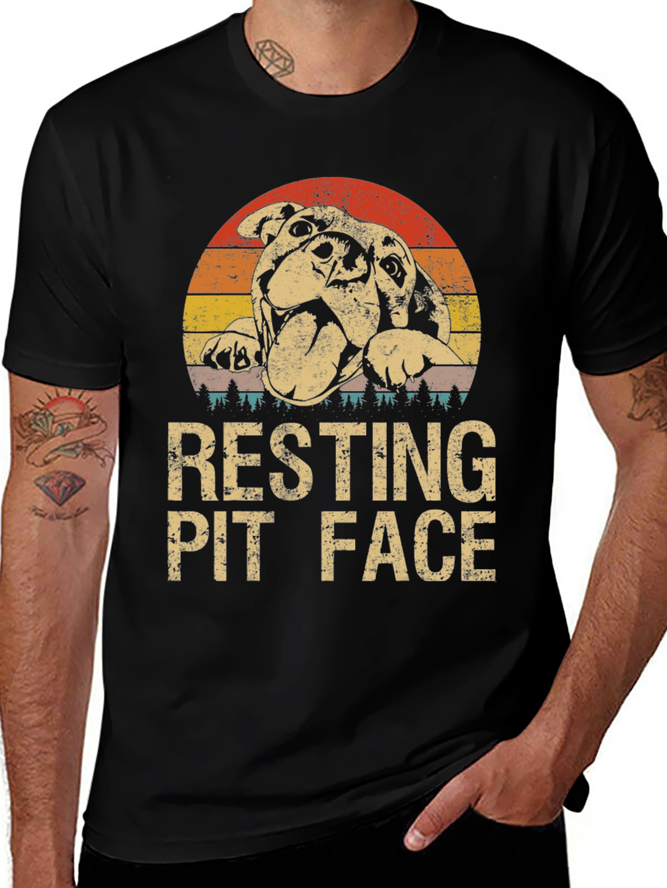 Resting Pit Face Graphic T-Shirt - Dog Lover Tee