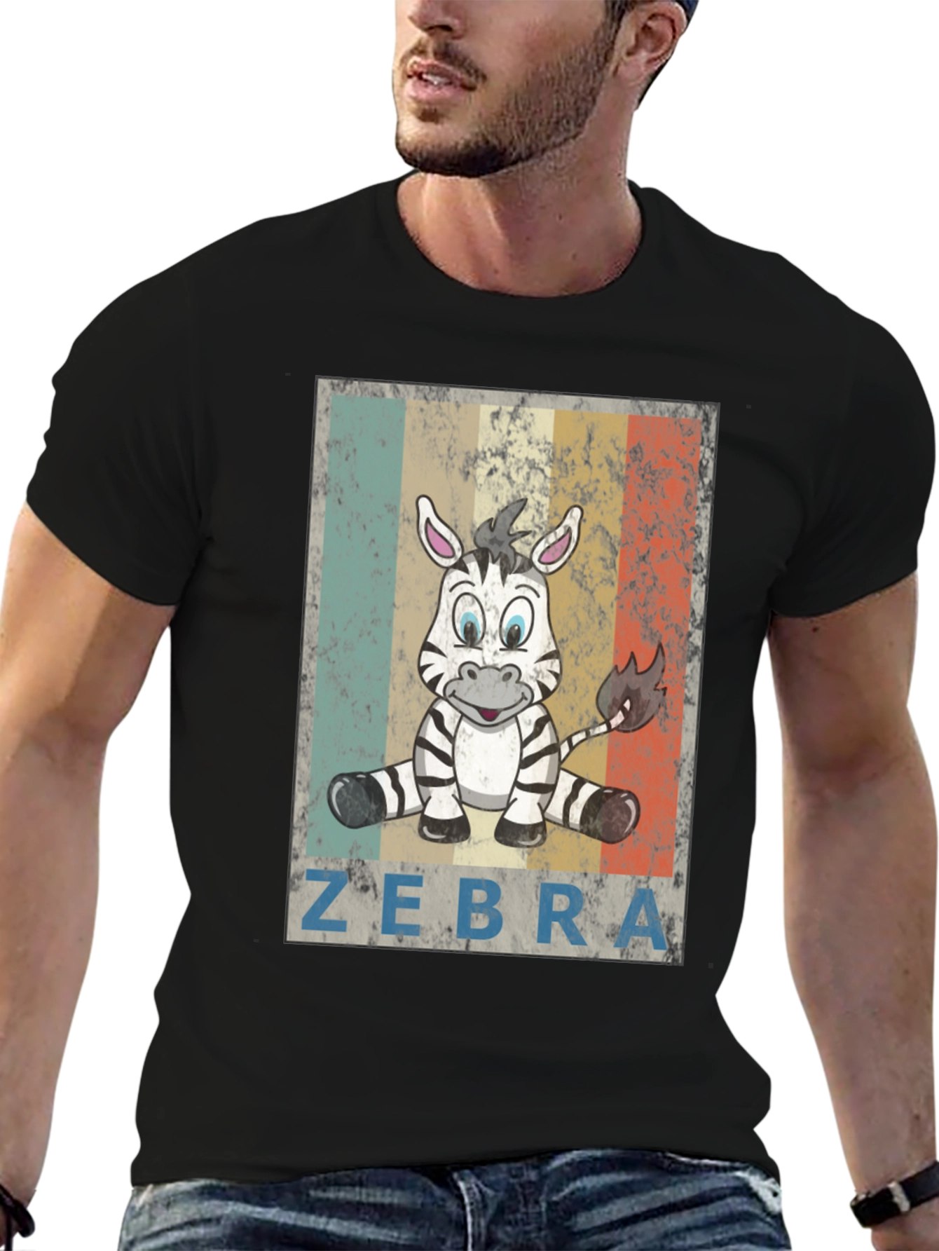 Zebra Graphic Print T-Shirt - Unisex Casual Tee