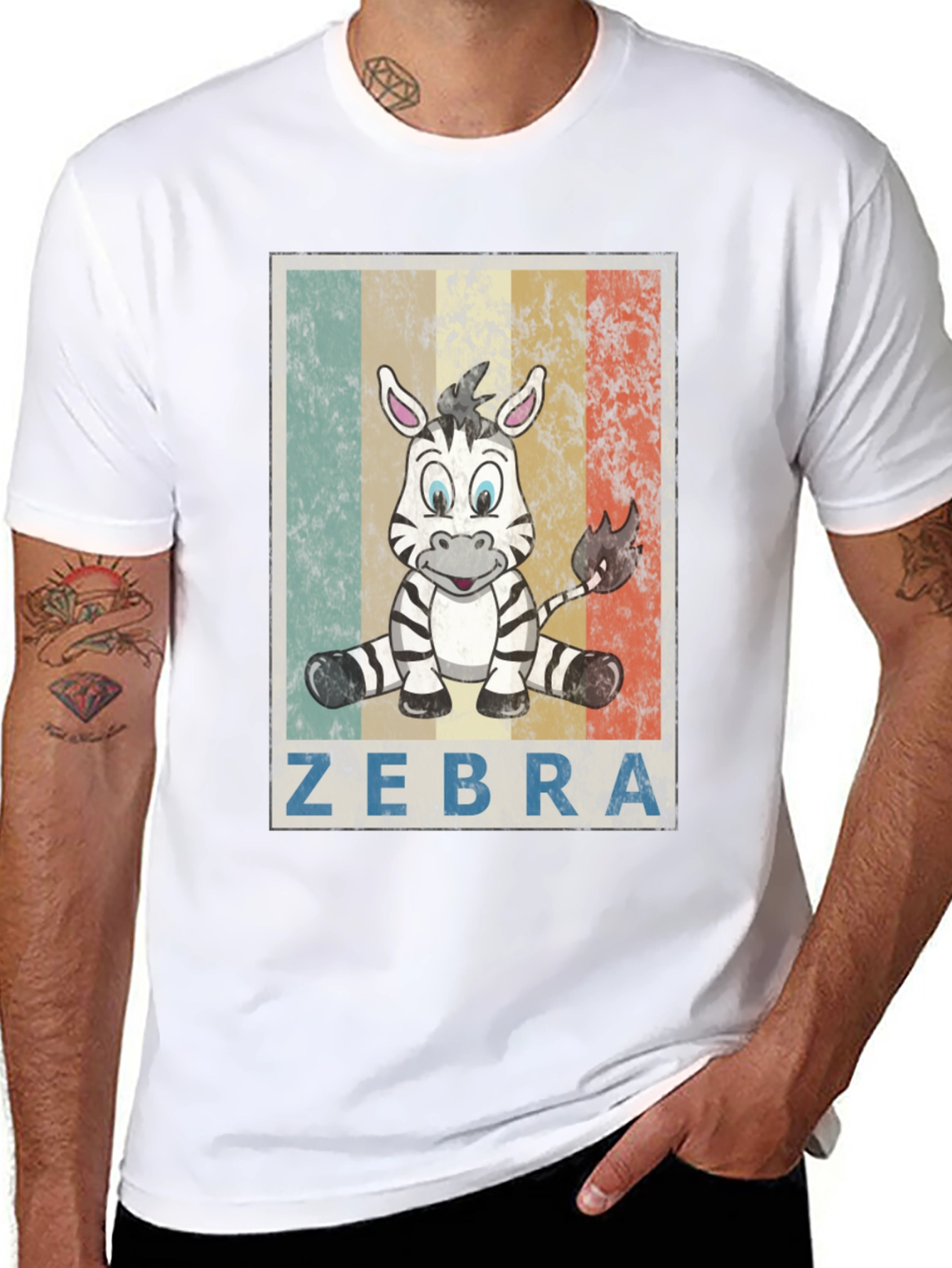 Zebra Graphic Print T-Shirt - Unisex Casual Tee