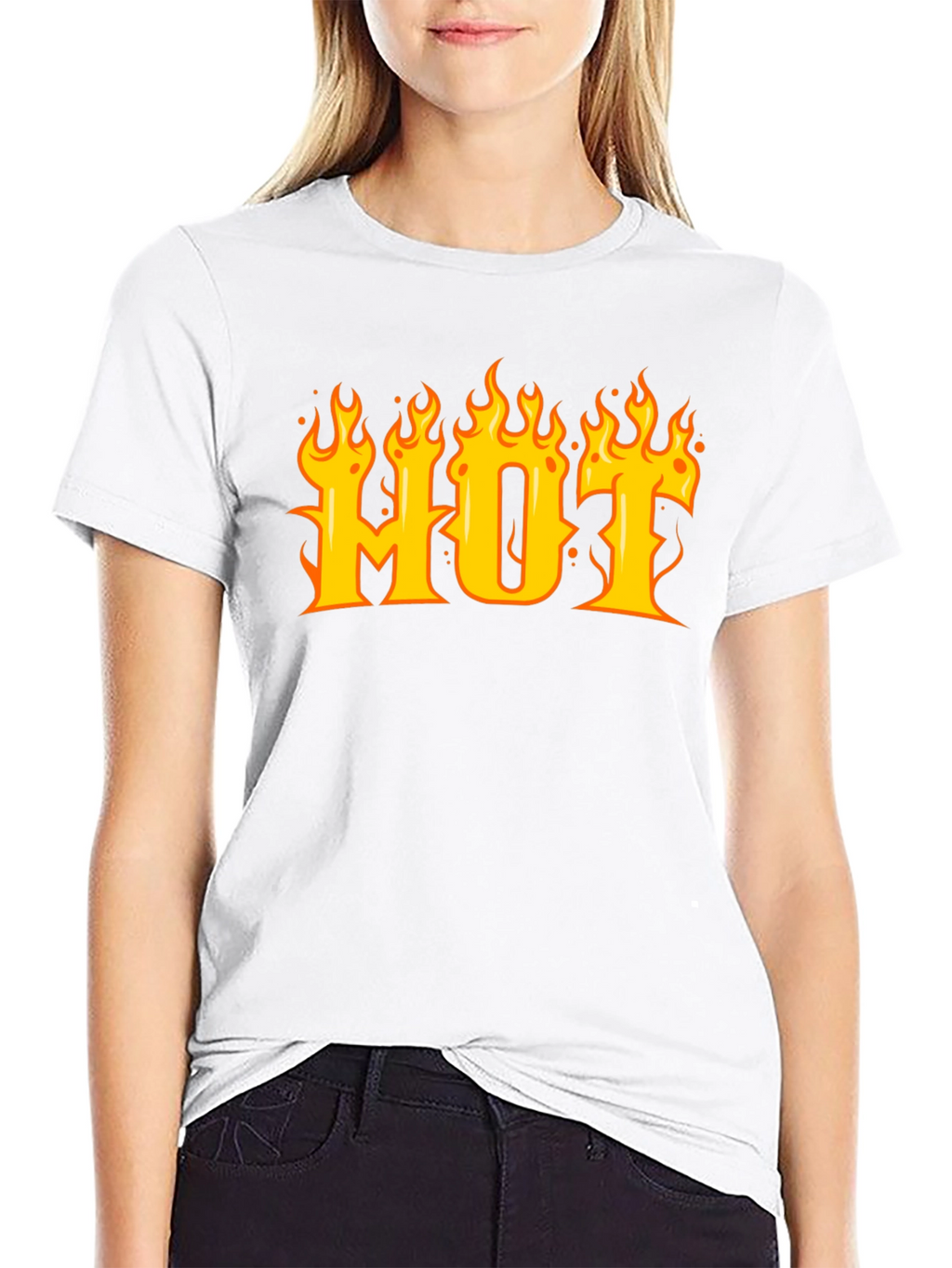 HOT Flame Graphic T-Shirt - Black Cotton Tee