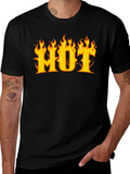 HOT Flame Graphic T-Shirt - Black Cotton Tee