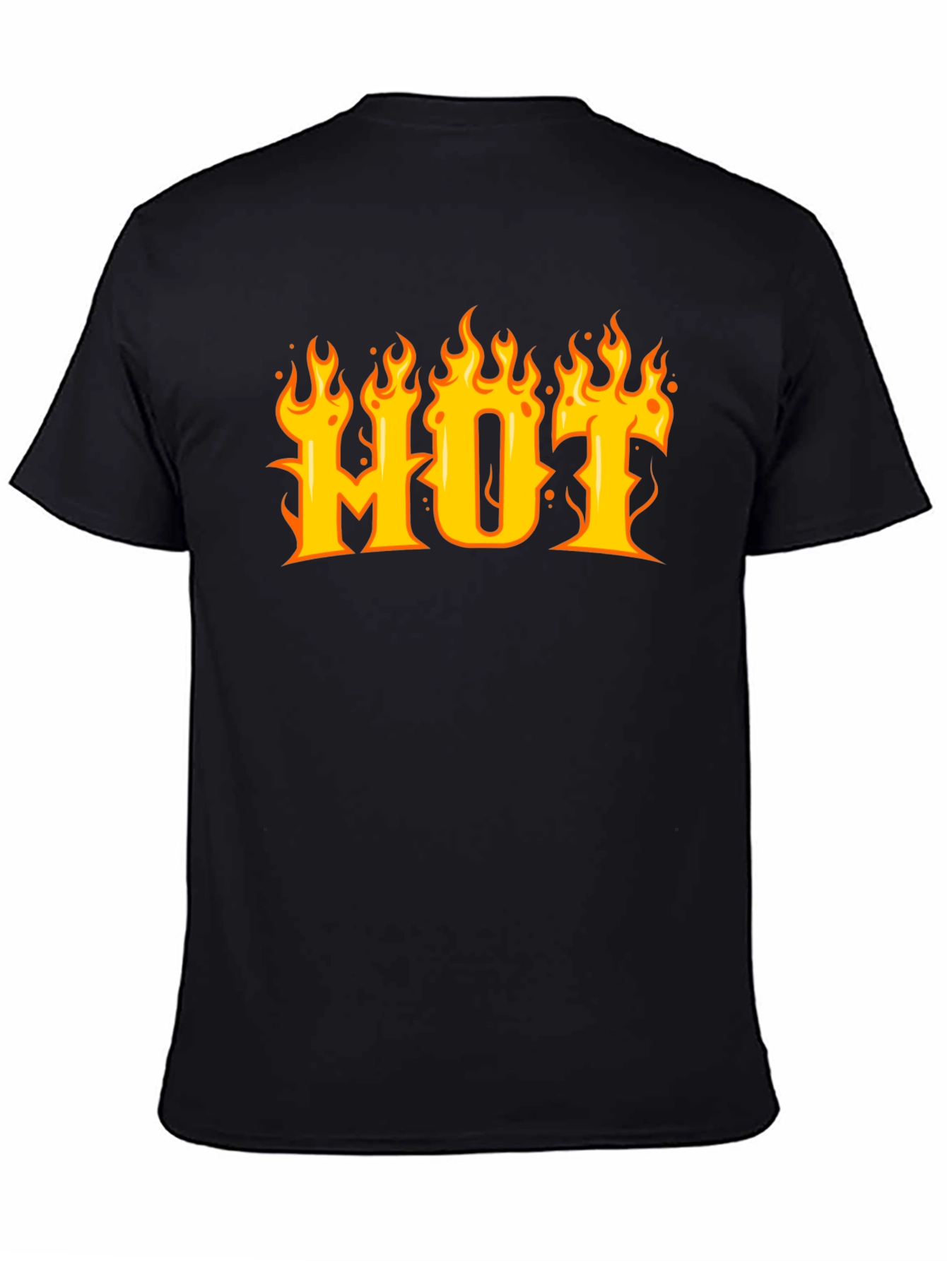 HOT Flame Graphic T-Shirt - Black Cotton Tee