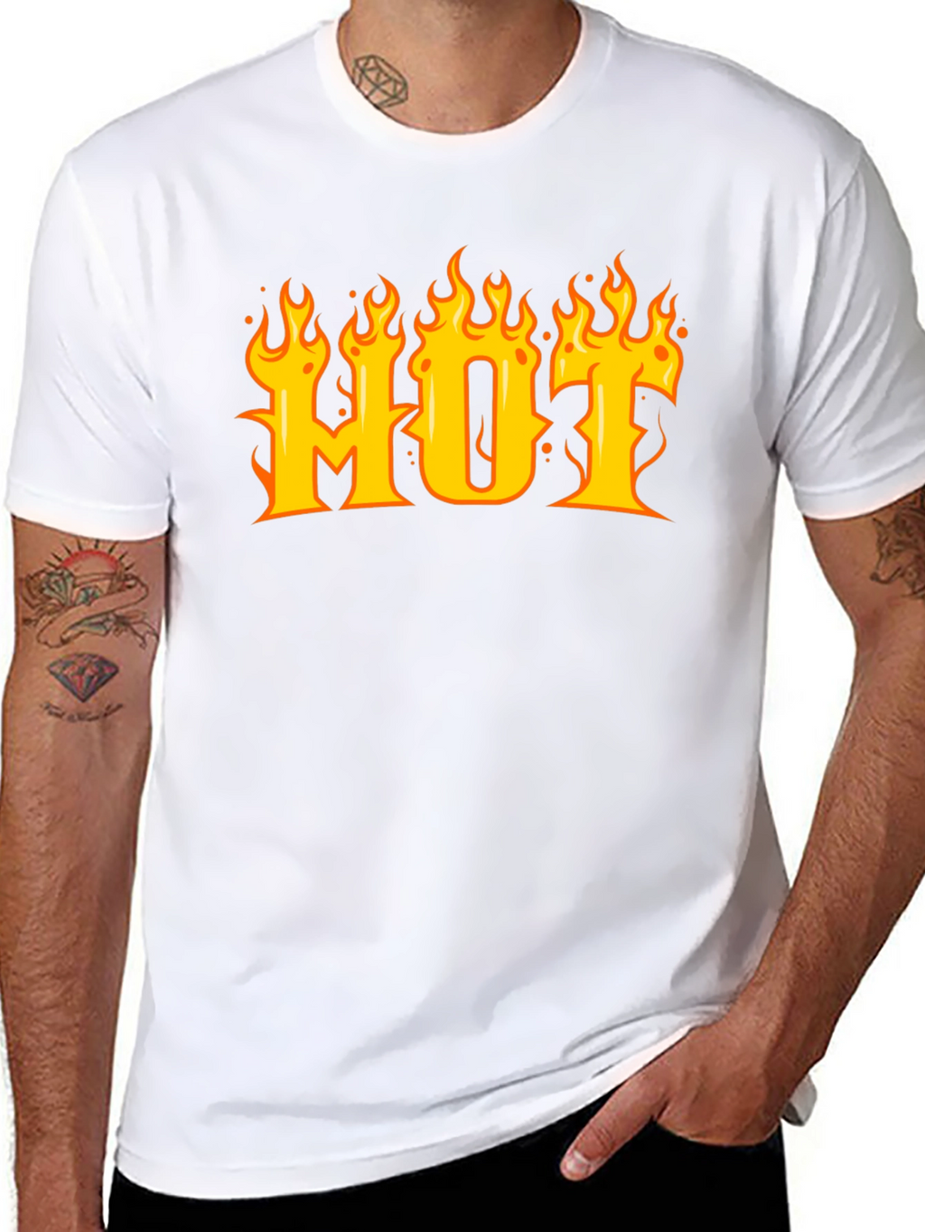 HOT Flame Graphic T-Shirt - Black Cotton Tee