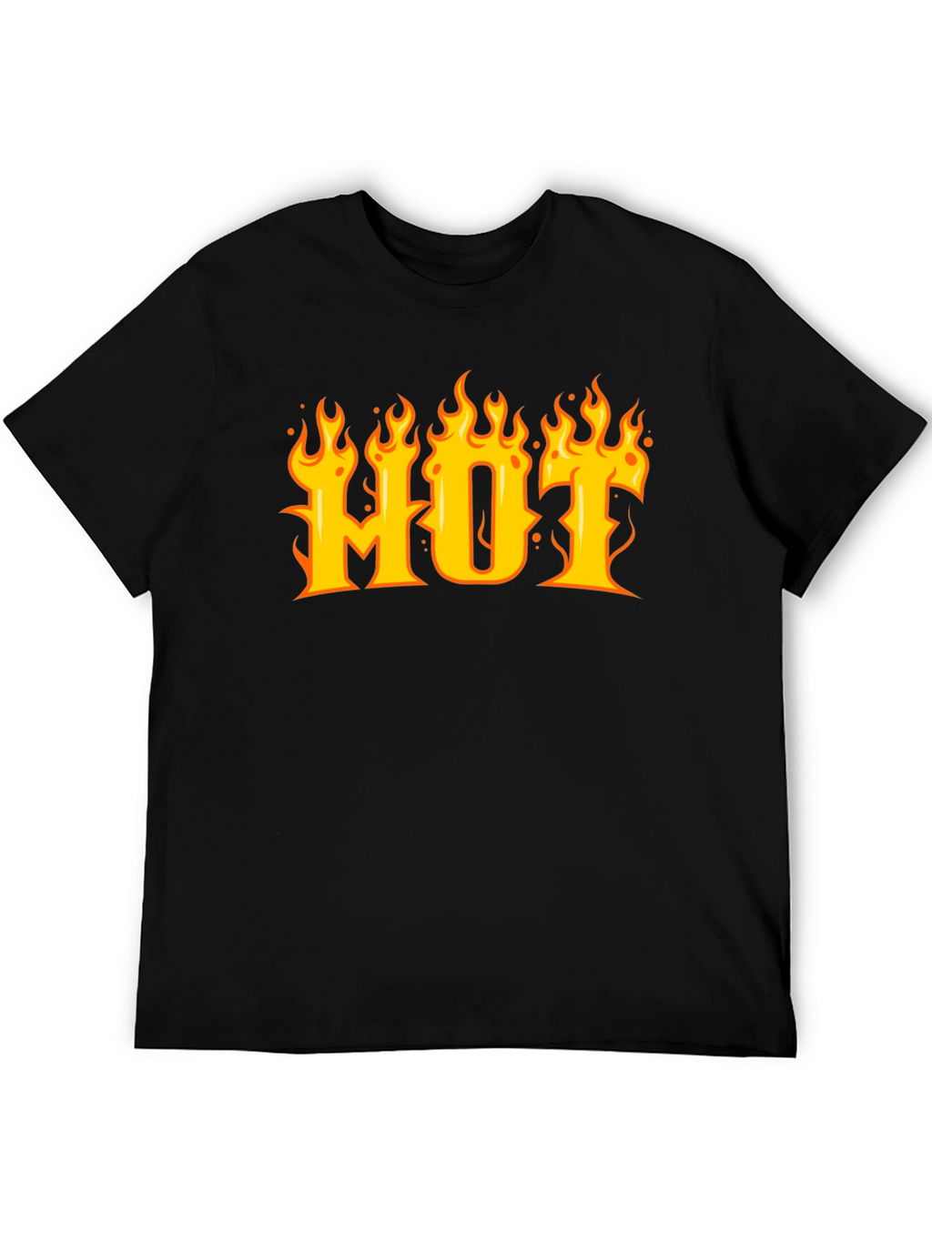 HOT Flame Graphic T-Shirt - Black Cotton Tee
