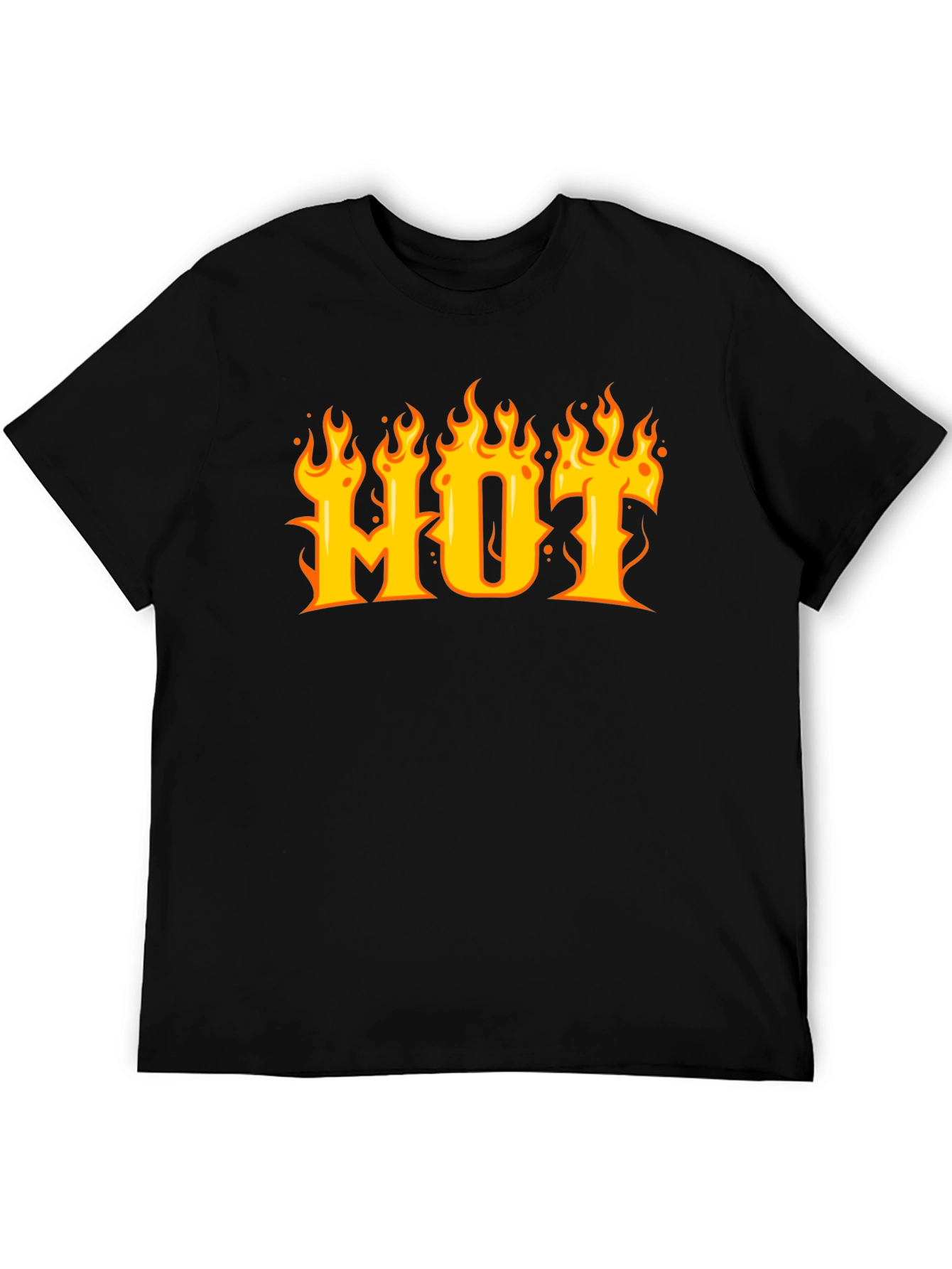 HOT Flame Graphic T-Shirt - Black Cotton Tee