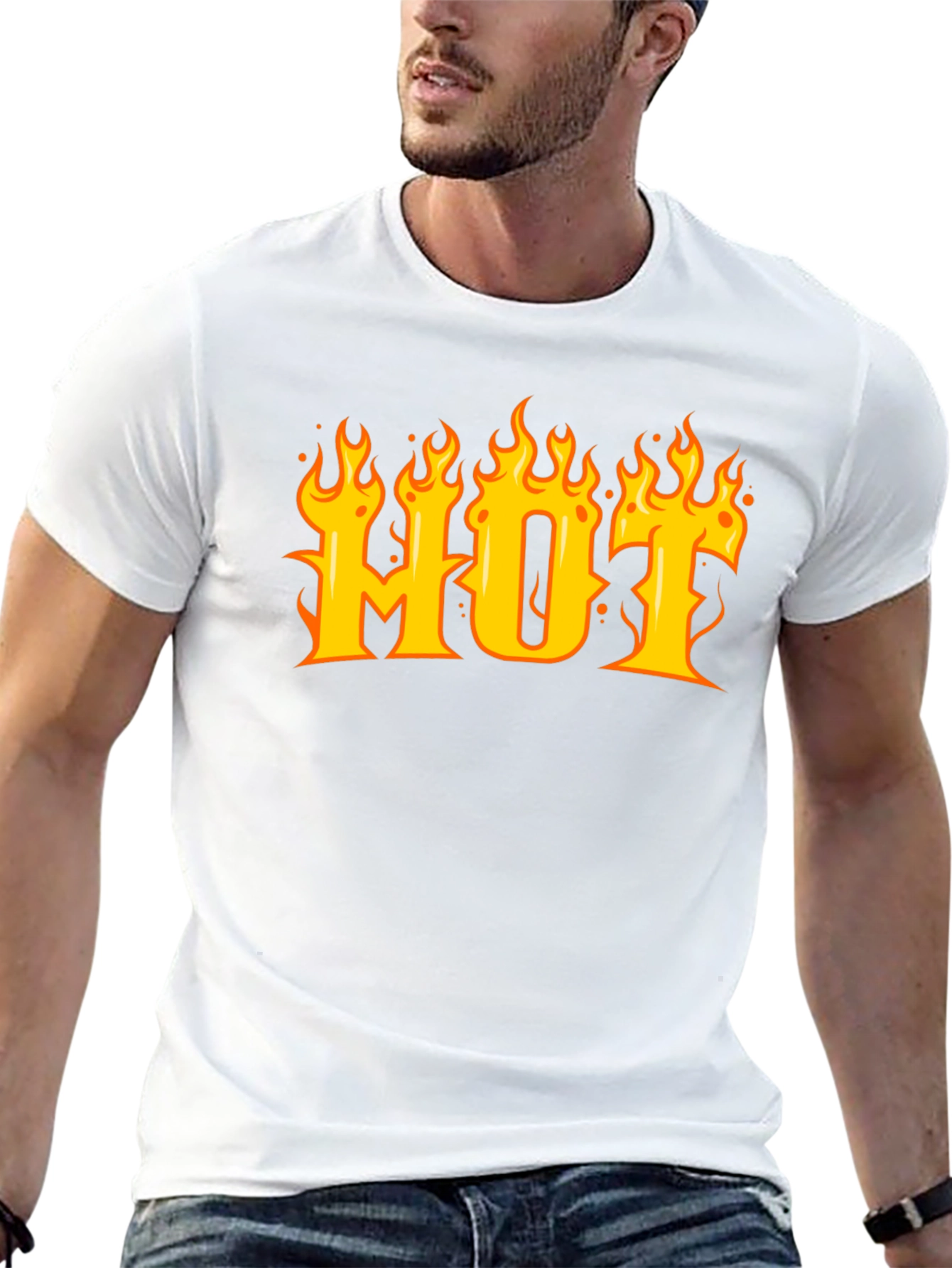HOT Flame Graphic T-Shirt - Black Cotton Tee