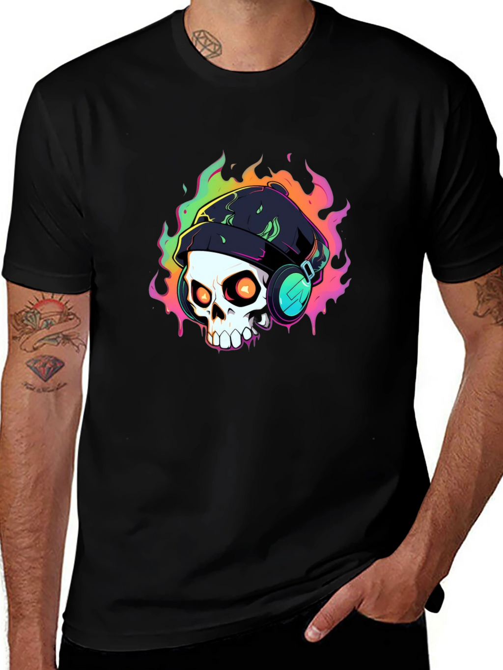 Skull Headphones Graphic T-Shirt