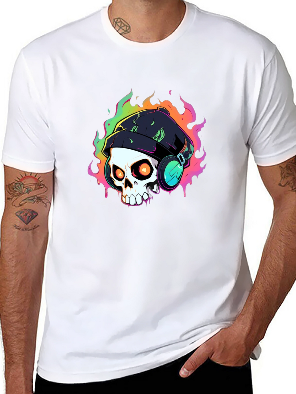 Skull Headphones Graphic T-Shirt