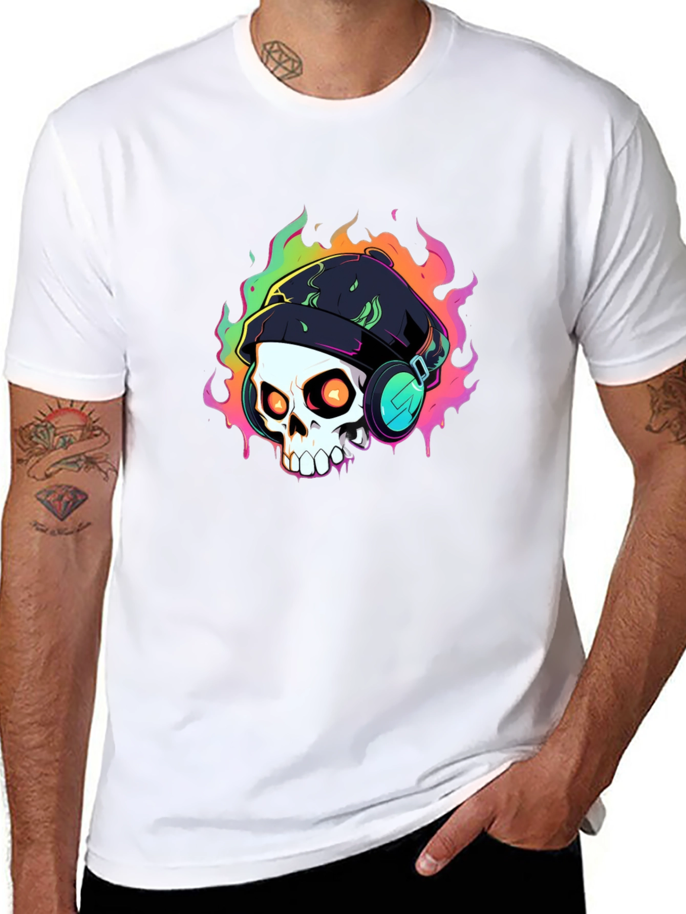 Skull Headphones Graphic T-Shirt