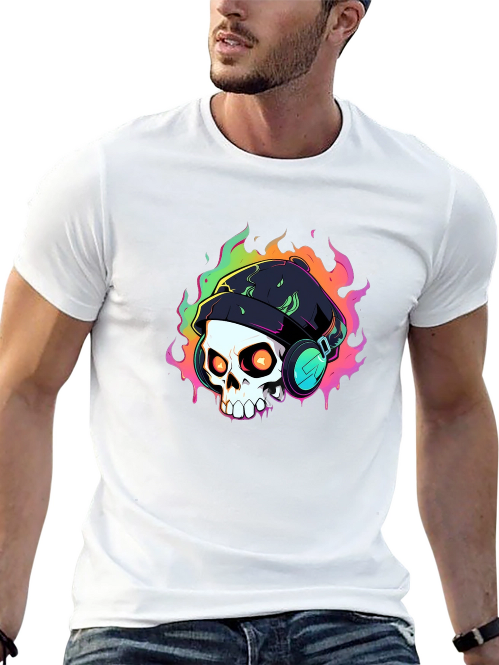 Skull Headphones Graphic T-Shirt