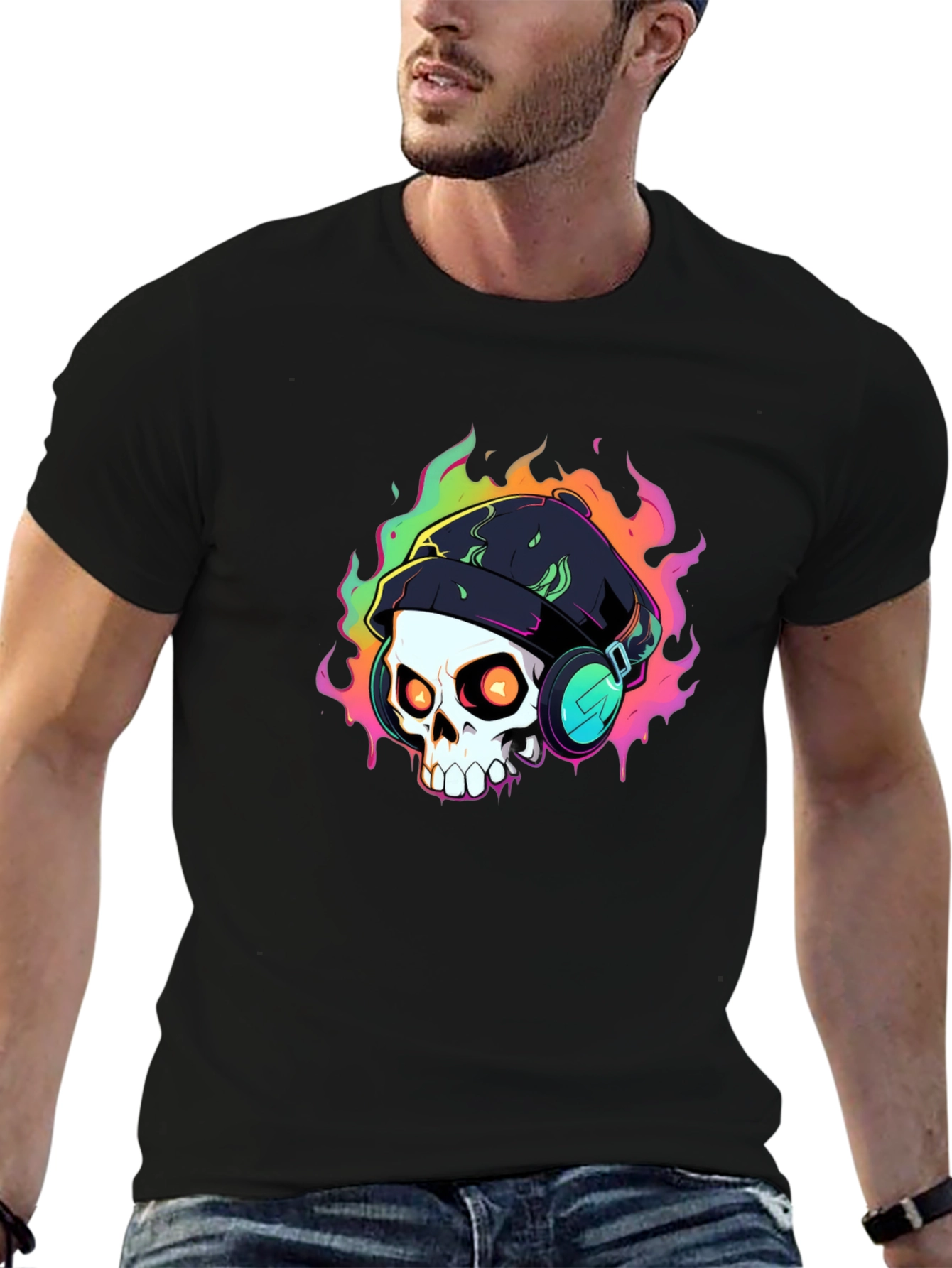 Skull Headphones Graphic T-Shirt