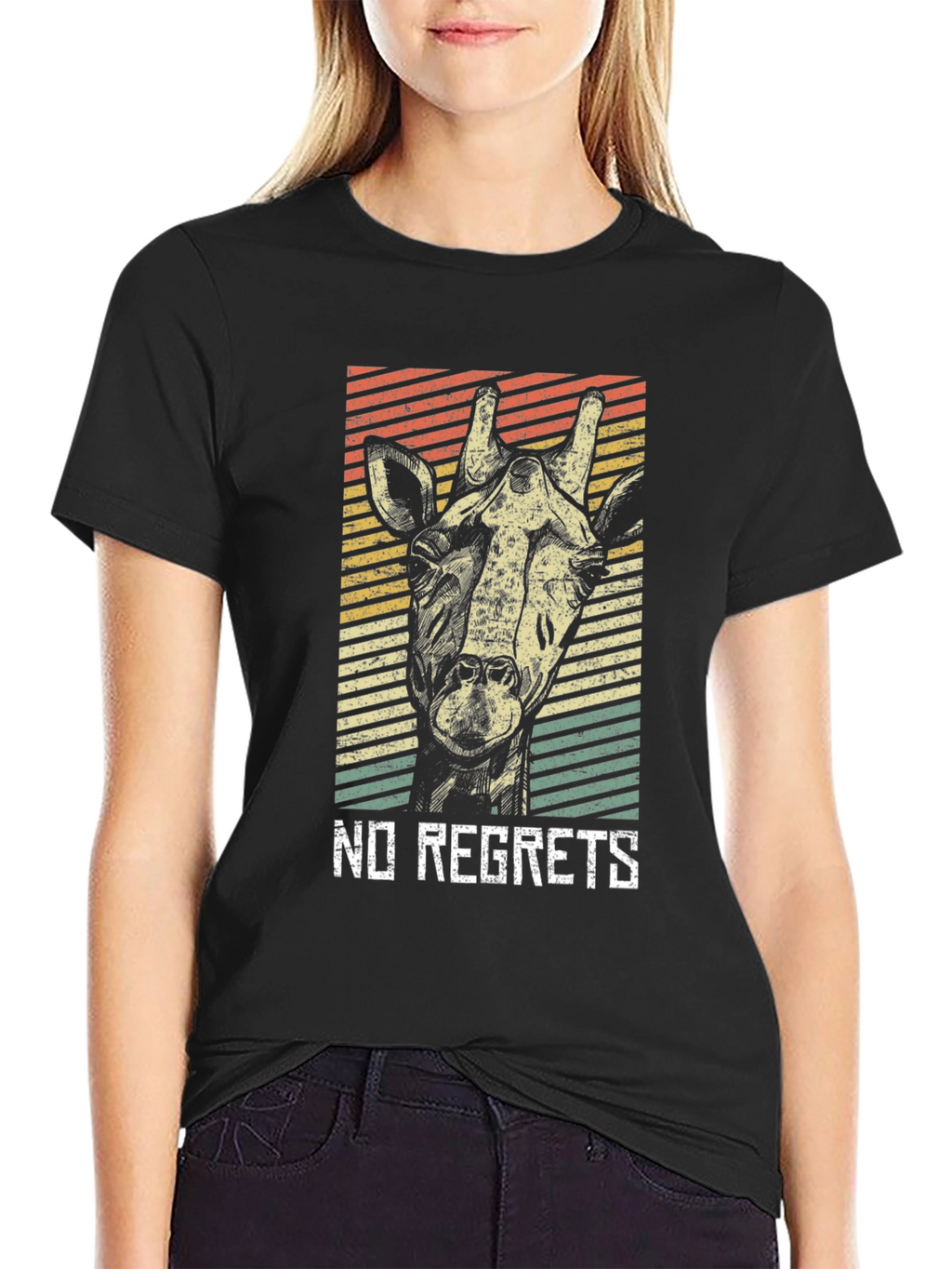 Retro Giraffe No Regrets Graphic Tee