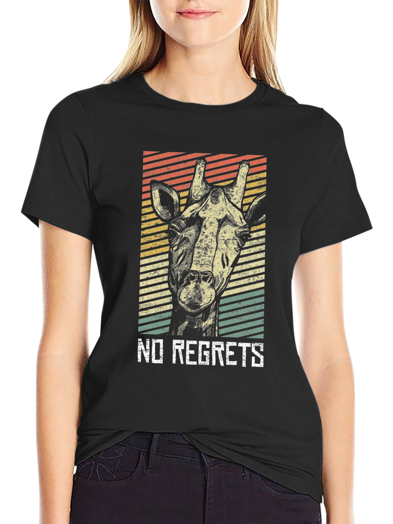 Retro Giraffe No Regrets Graphic Tee