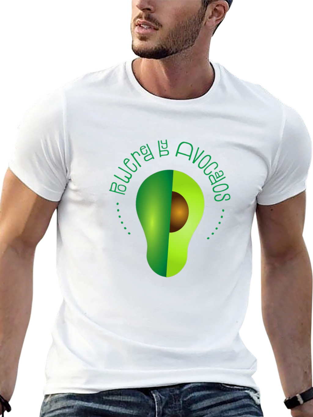 Avocado Power Tee - Unique Graphic Print Black T-Shirt