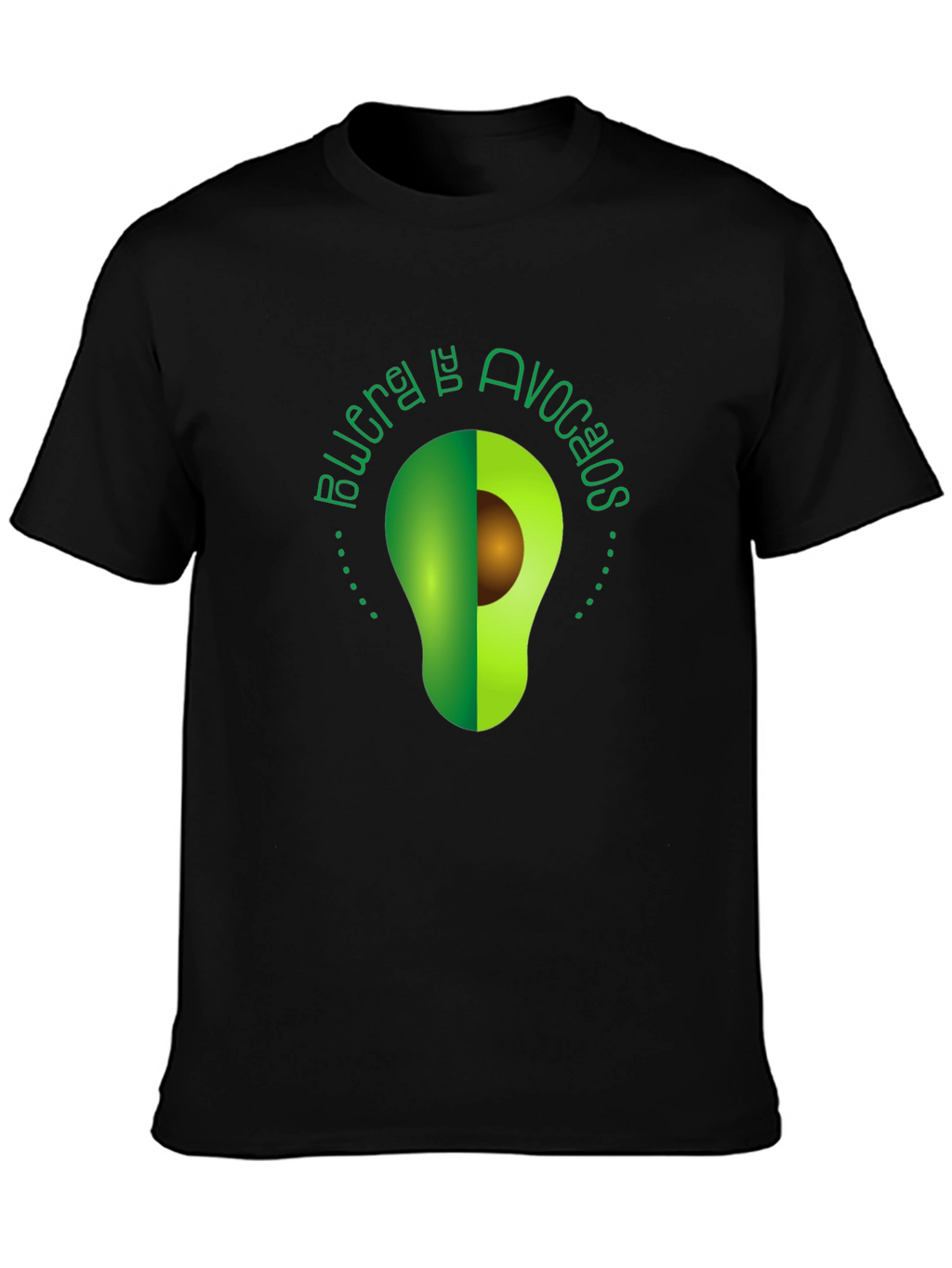 Avocado Power Tee - Unique Graphic Print Black T-Shirt