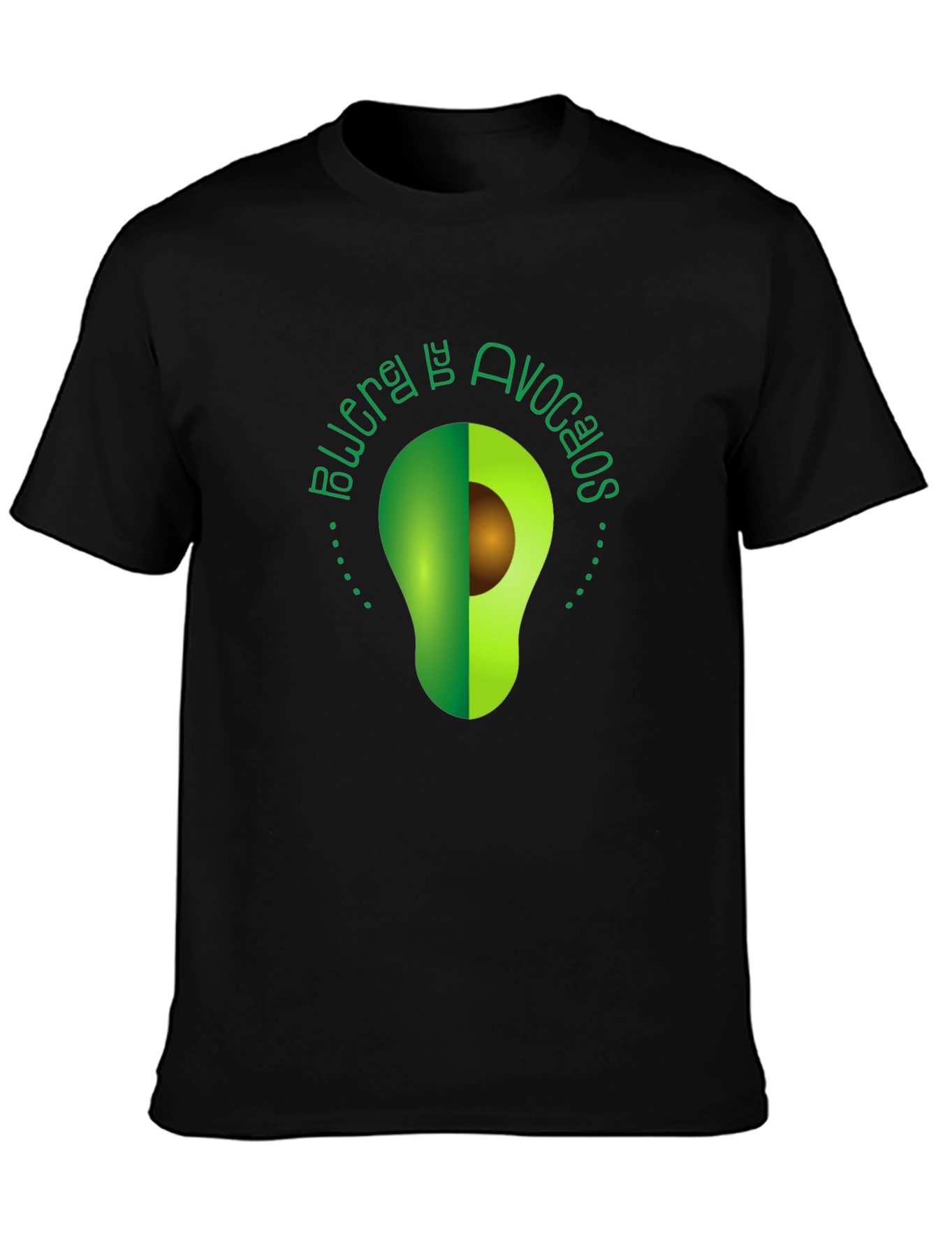 Avocado Power Tee - Unique Graphic Print Black T-Shirt
