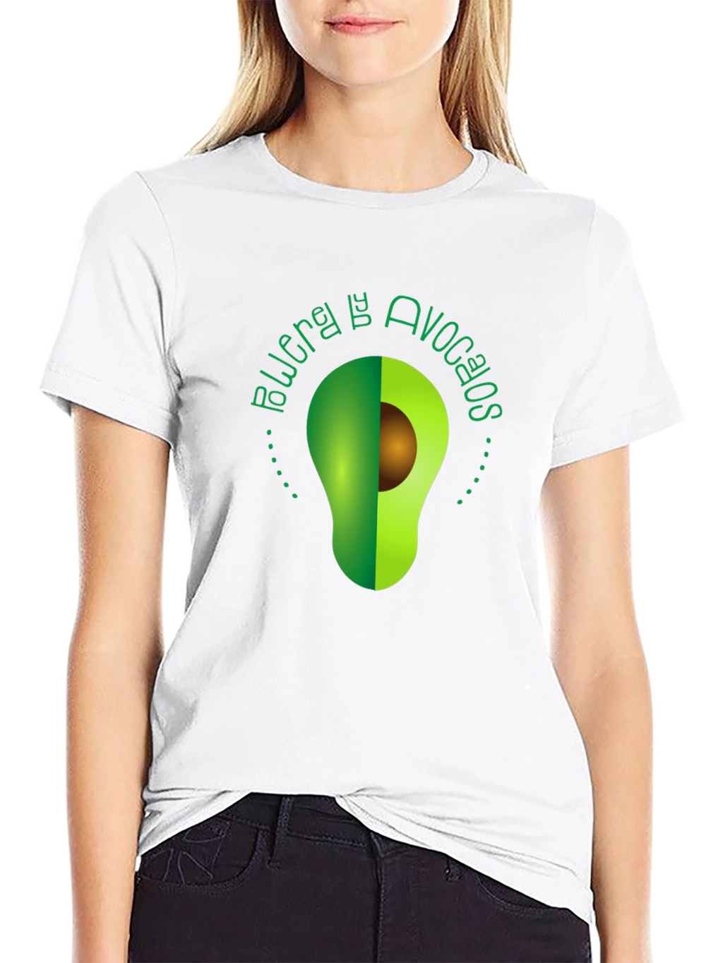 Avocado Power Tee - Unique Graphic Print Black T-Shirt