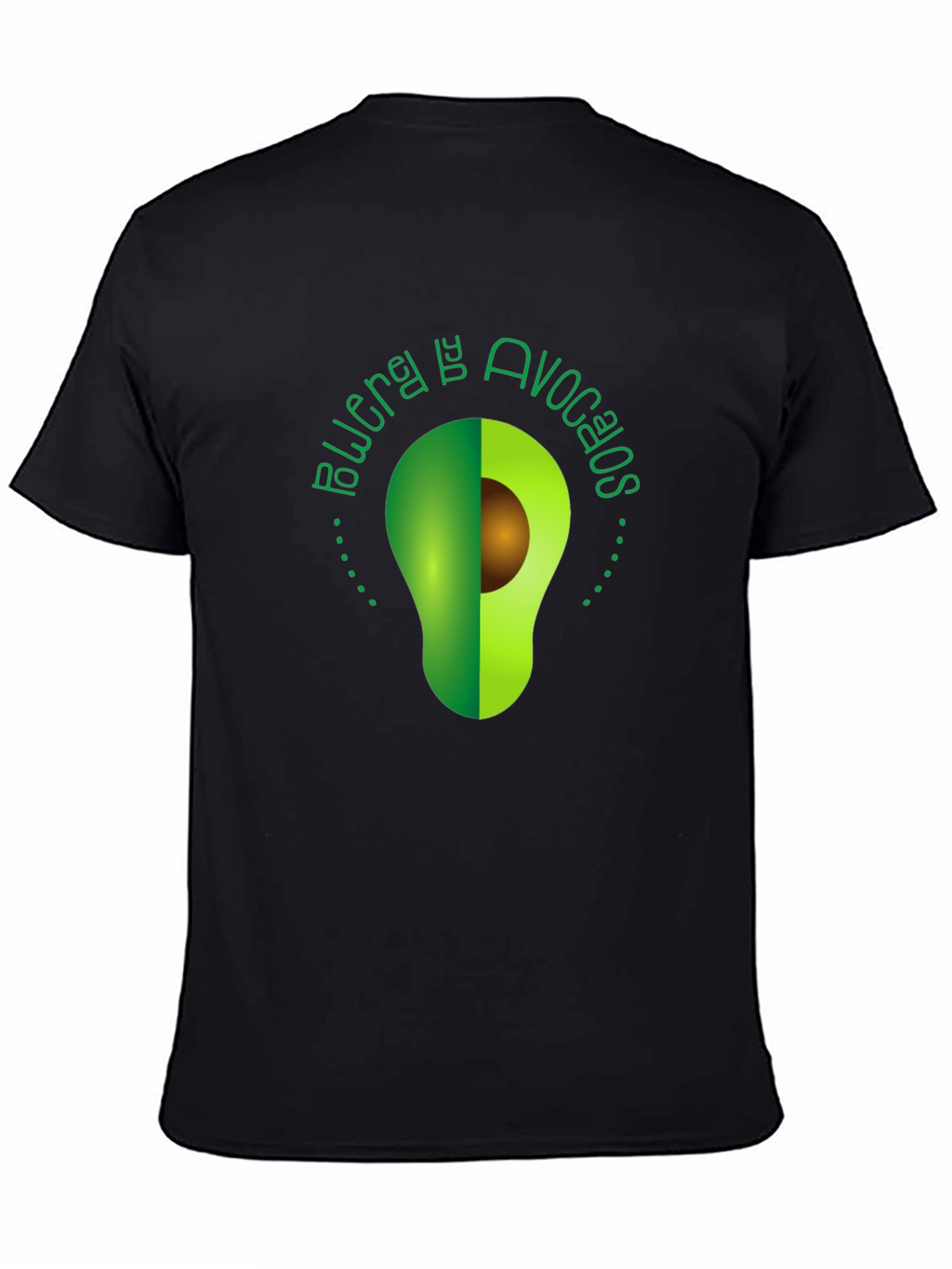 Avocado Power Tee - Unique Graphic Print Black T-Shirt